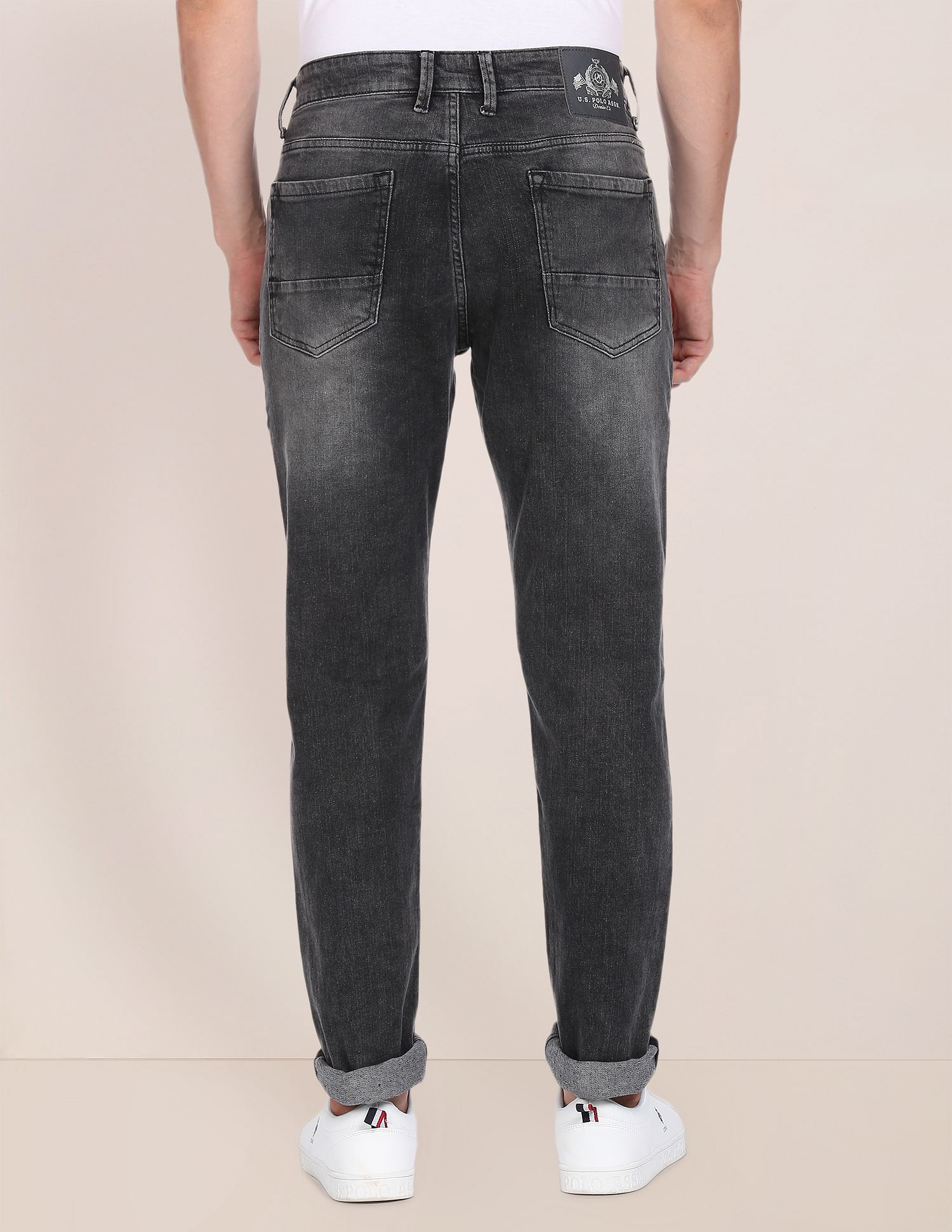 Men Black Brandon Slim Tapered Fit Stone Wash Jeans Black - U.S. POLO ASSN. | Large