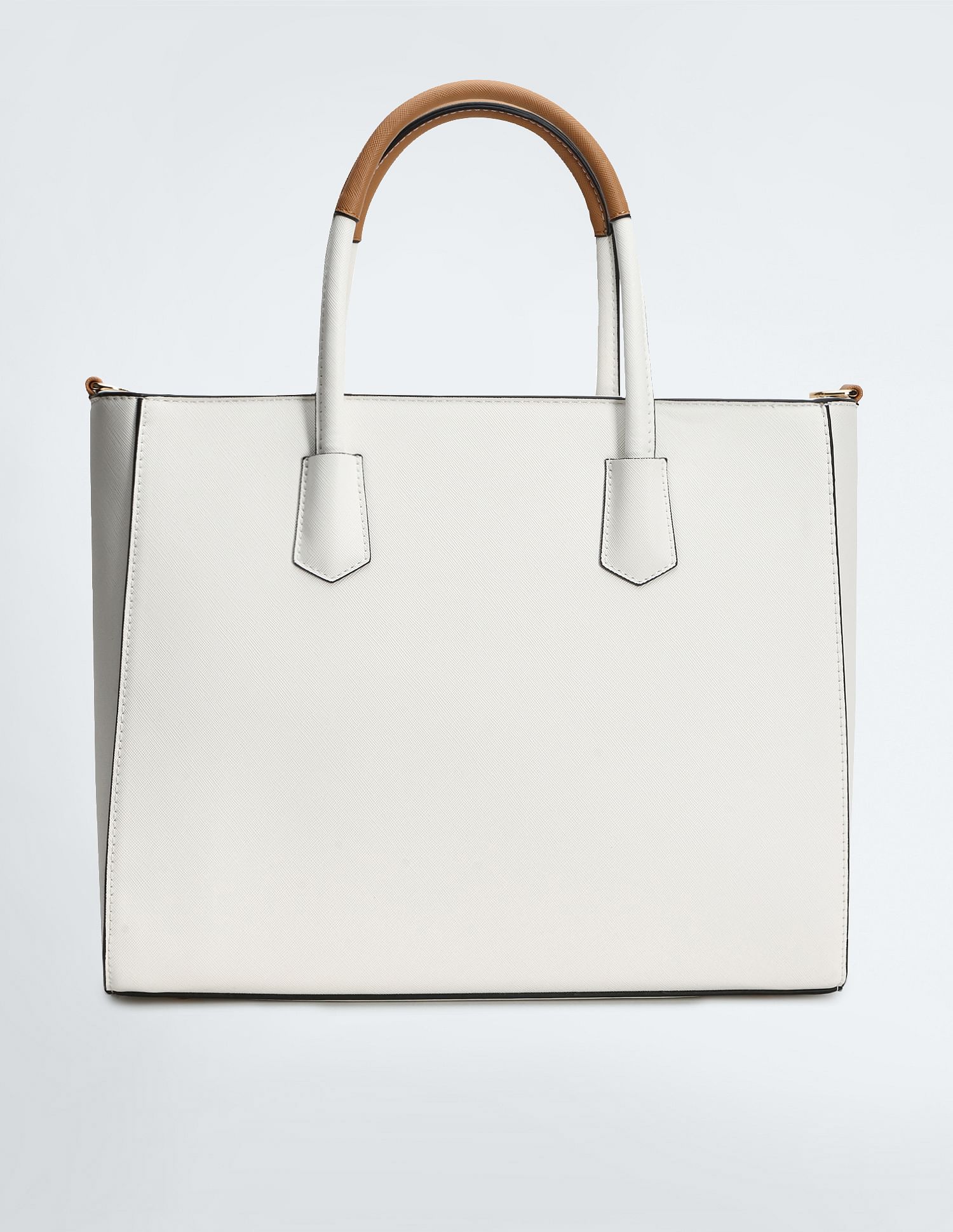 Metallic Hardware Structured Handbag White - U.S. POLO ASSN. | Large