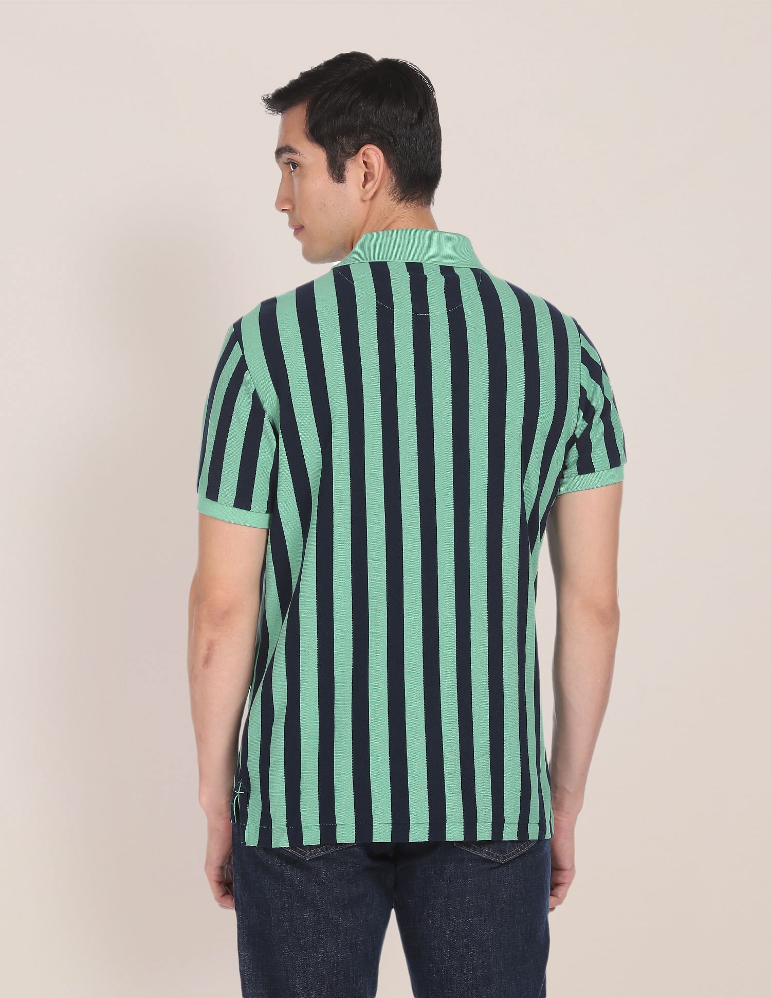 Pique Striped Polo Shirt Light Green - U.S. Polo Assn. India | Large
