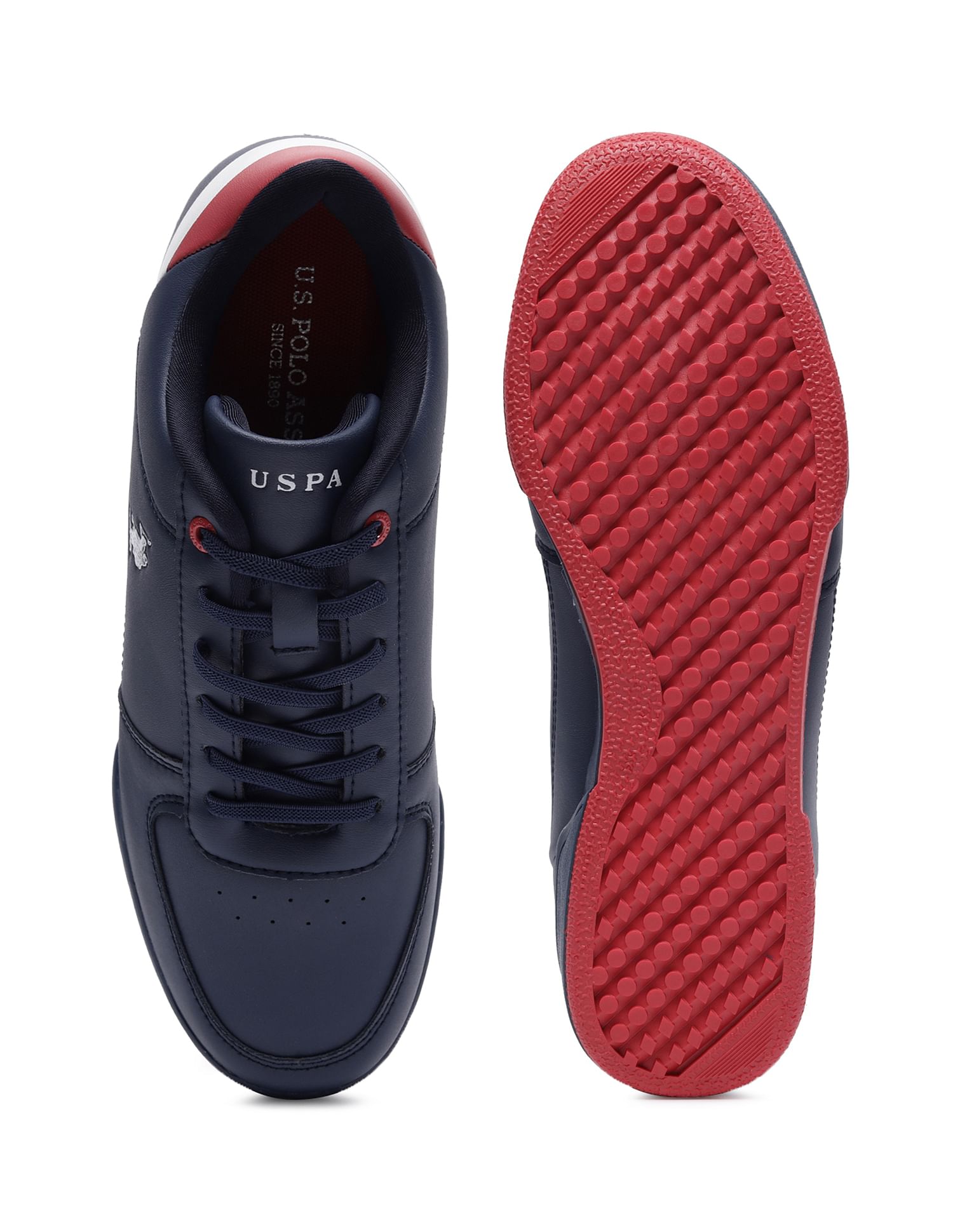 Men Brand Stripe Panelled Jan Sneakers Navy - U.S. Polo Assn. India | Large