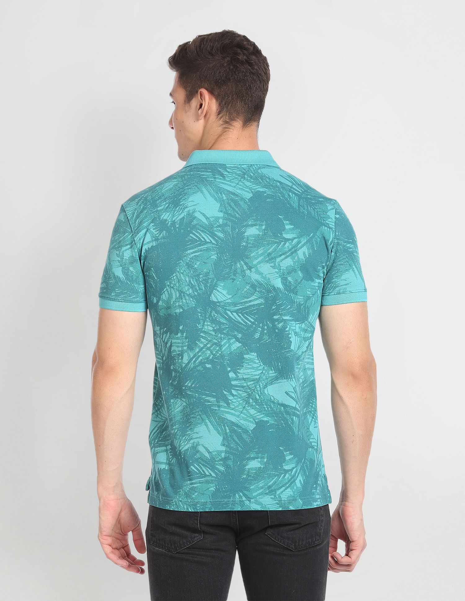 Abstract Print Cotton Polo Shirt Turquoise - U.S. POLO ASSN. | Large