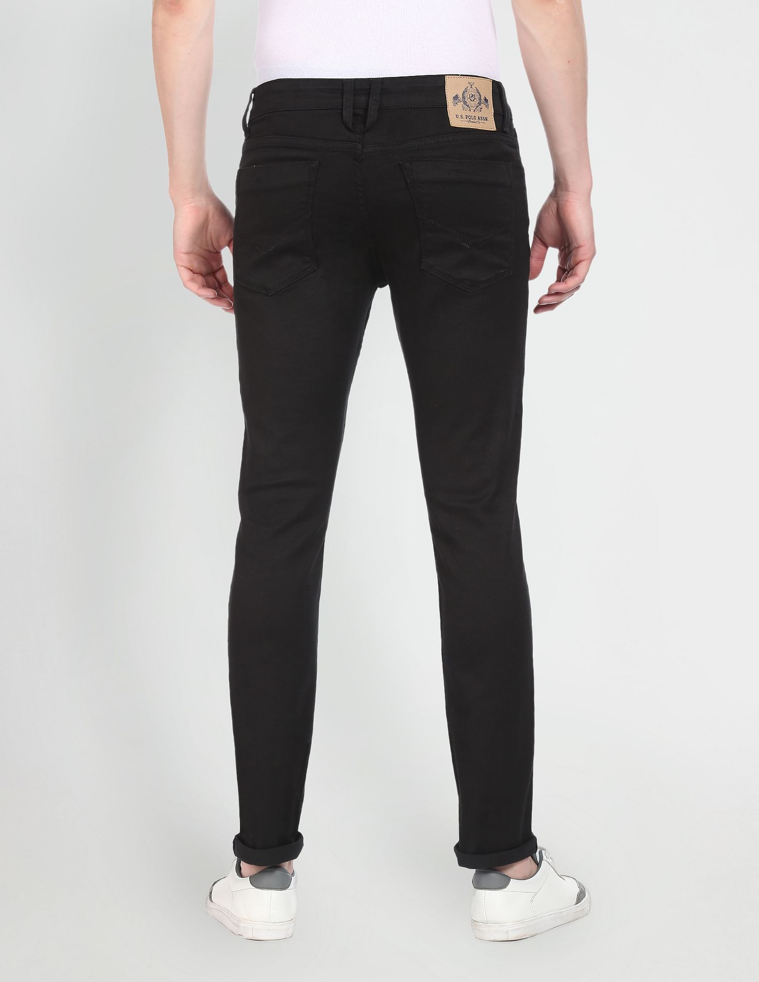 Men Black Brandon Slim Tapered Fit Mid Rise Jeans Black - U.S. Polo Assn. India | Large