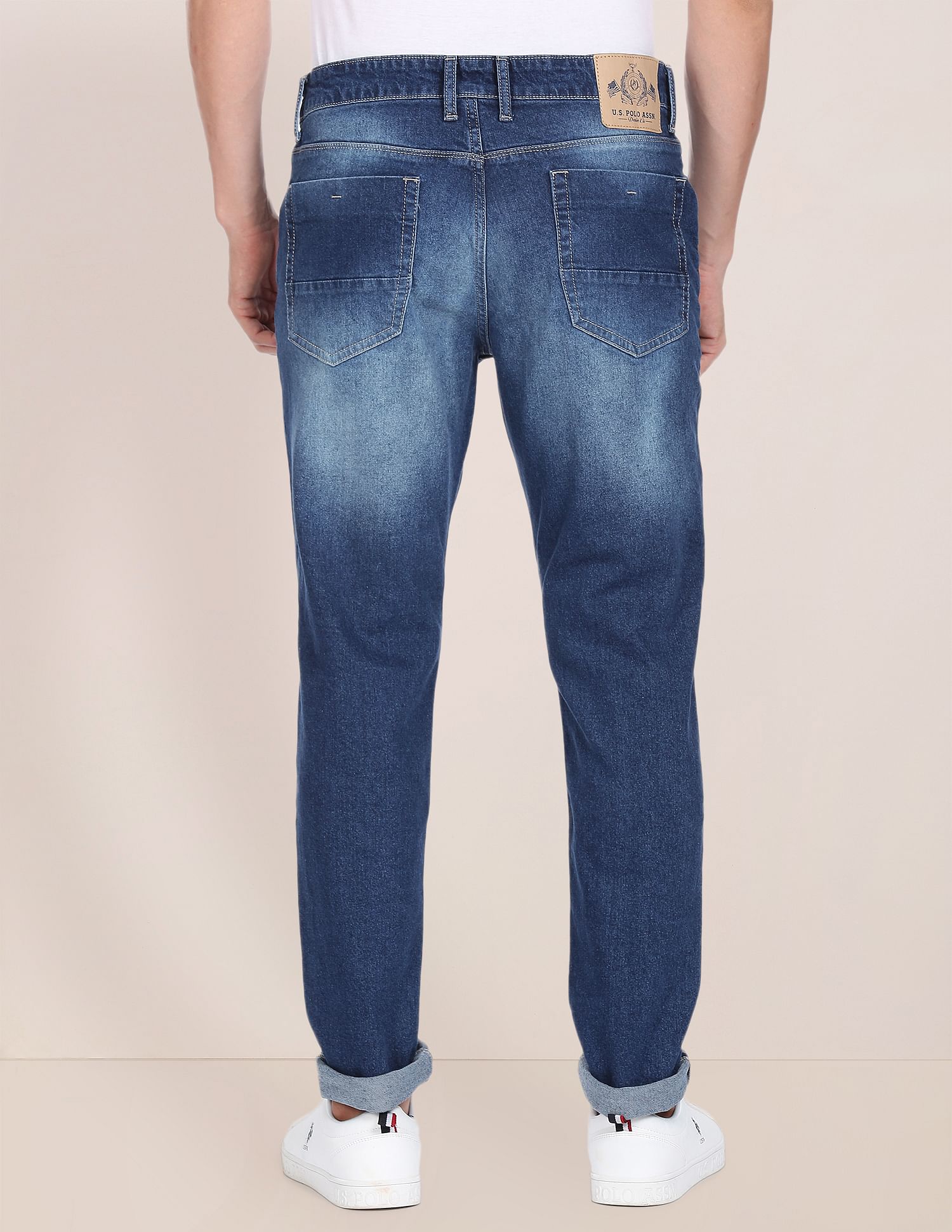 Men Blue Brandon Slim Tapered Fit Stone Wash Jeans Blue - U.S. POLO ASSN. | Large