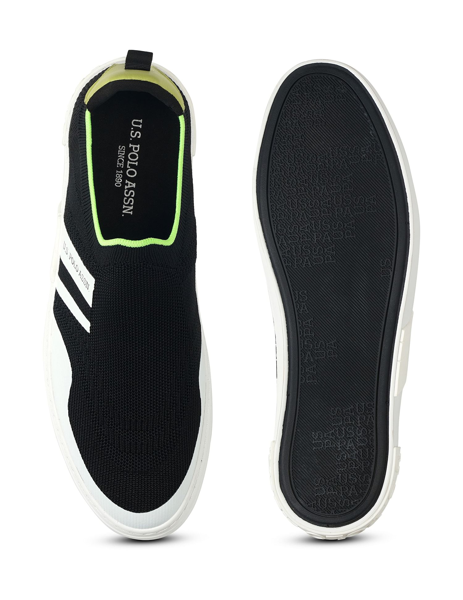 Men Fly Knit Upper Nordic Slip On Shoes Black - U.S. Polo Assn. India | Large