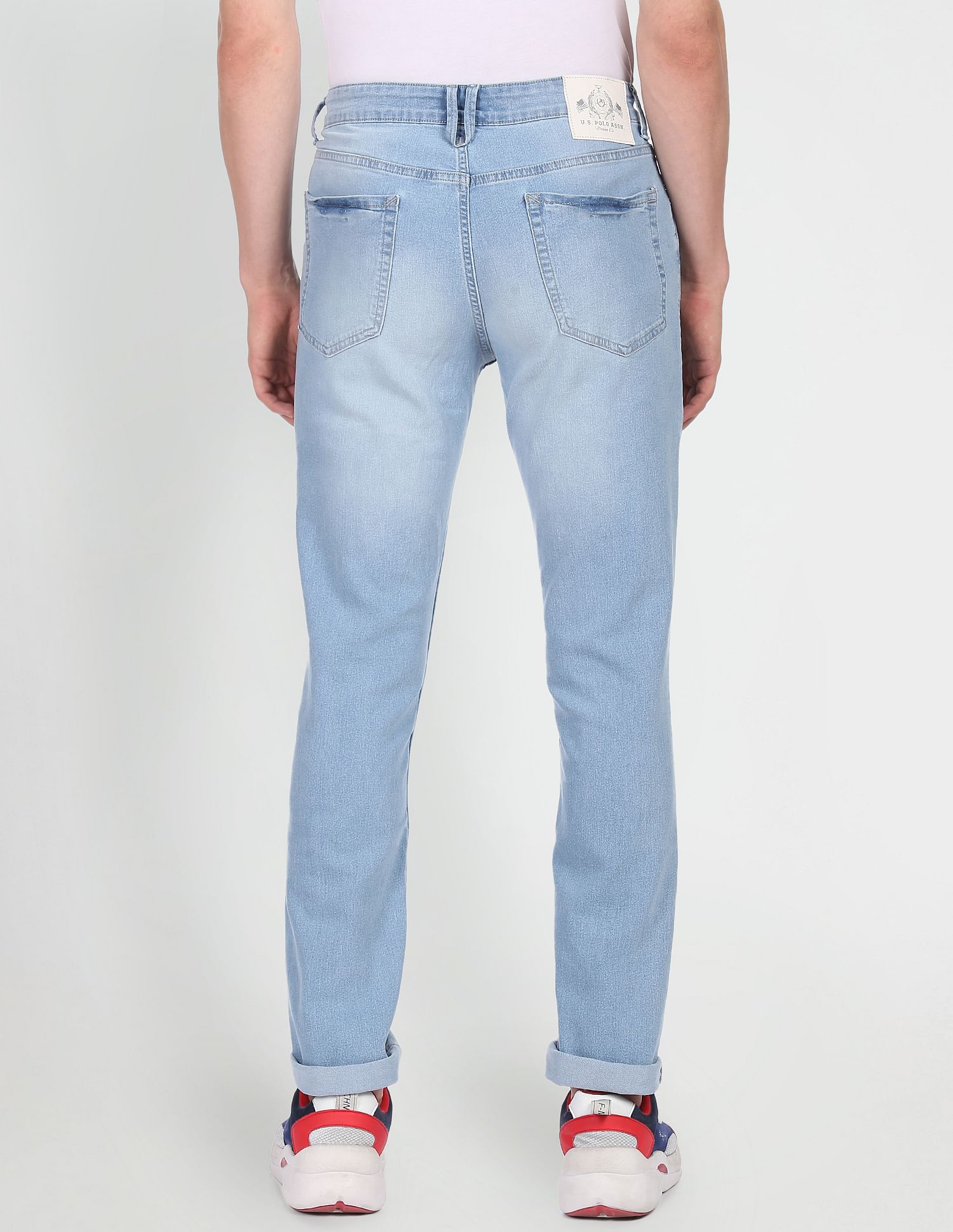 Men Light Blue Skinny Fit Faded Jeans Light Blue - U.S. POLO ASSN. | Large