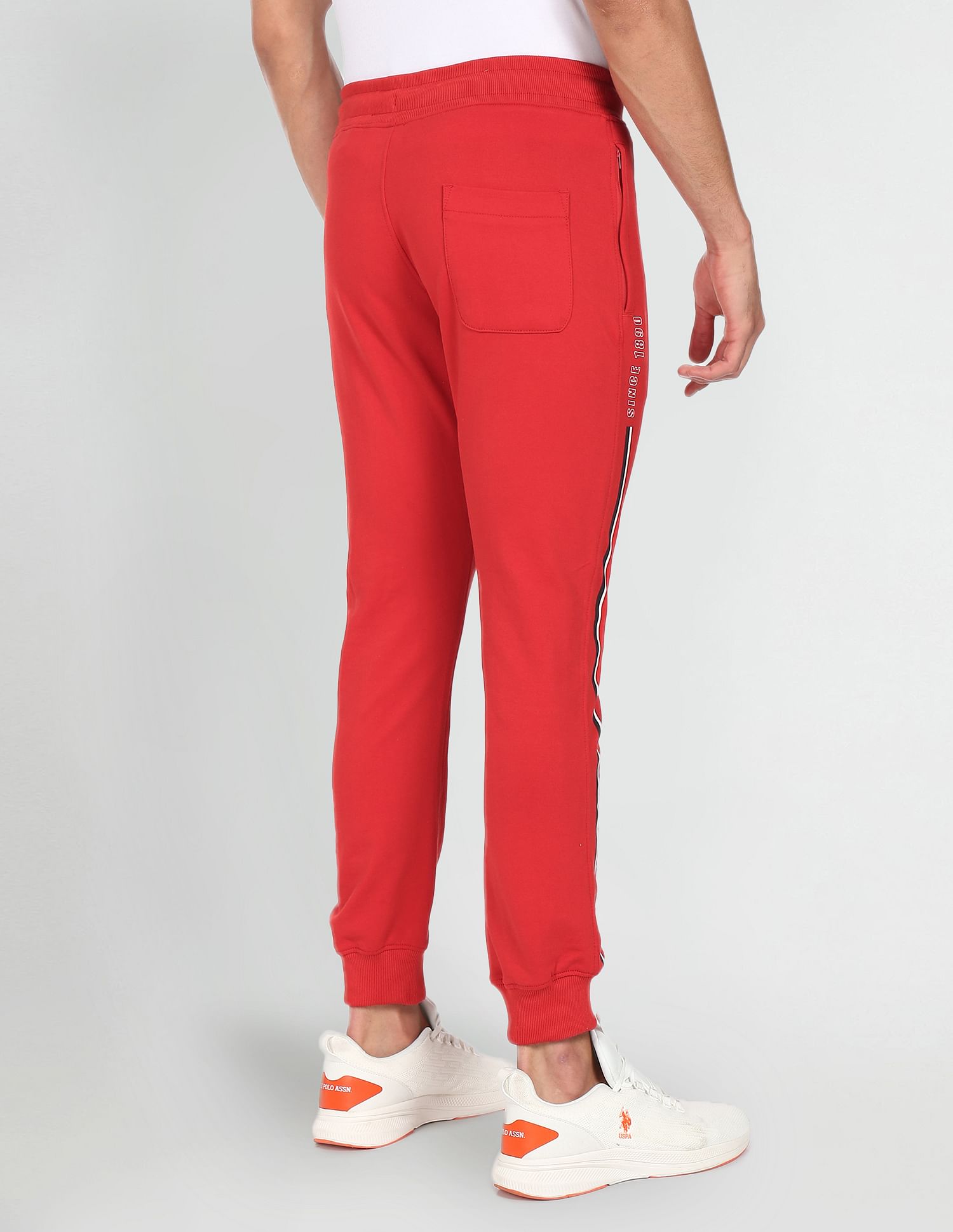 Elasticised Waist Brand Print Joggers Red - U.S. Polo Assn. India | Large