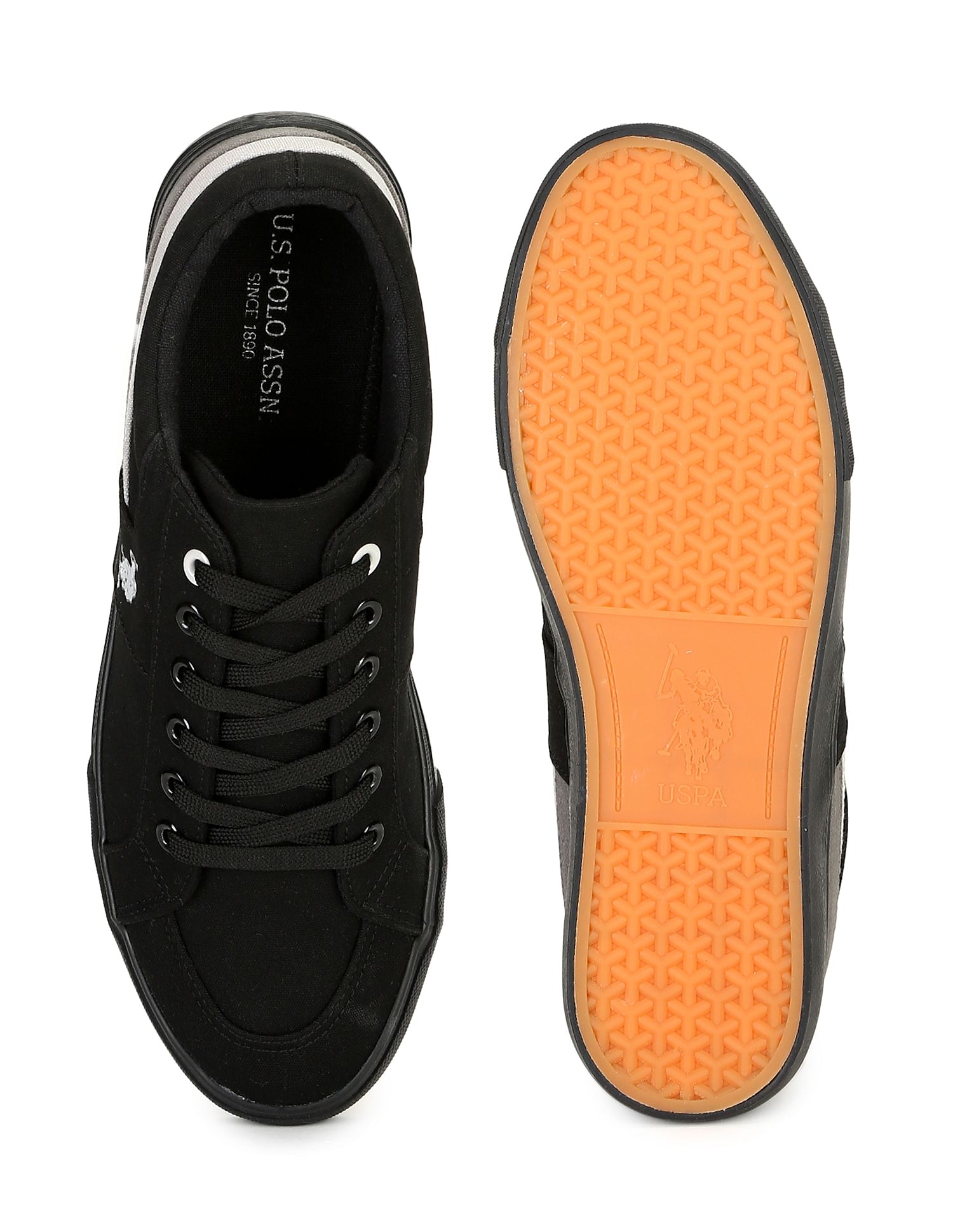 Men Contrast Stripe Canvas Clarkin Sneakers Black - U.S. POLO ASSN. | Large