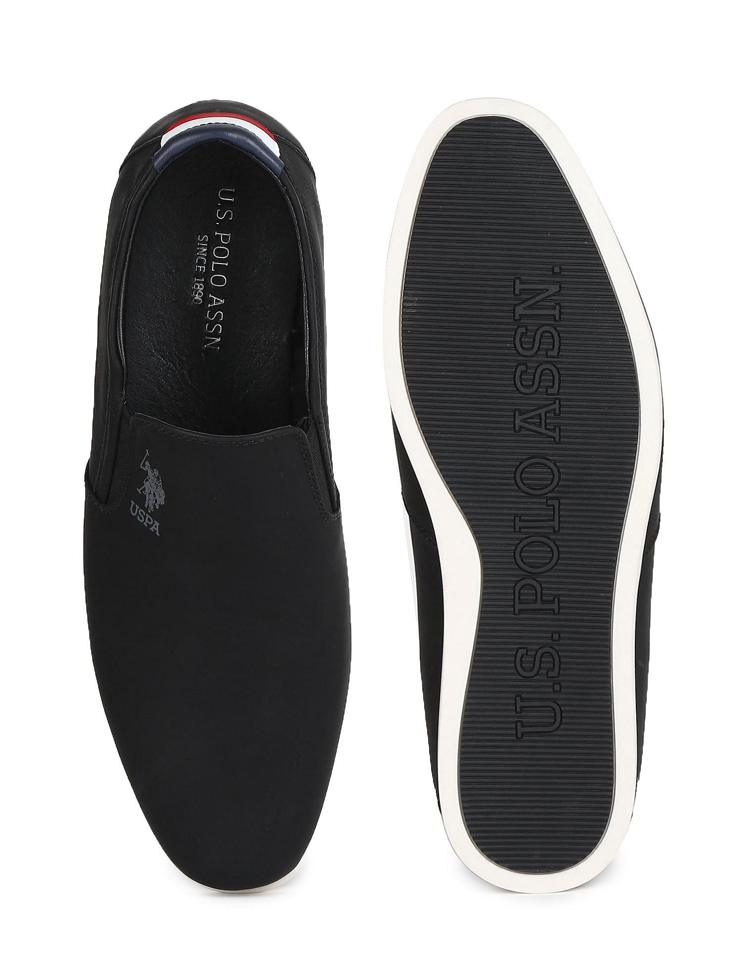 Men Textured Wade Slip On Shoes Black - U.S. Polo Assn. India | Large