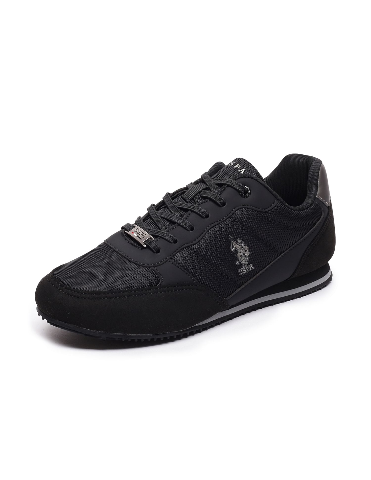 Men Round Toe Solid Eliza Shoes Black - U.S. Polo Assn. India | Large