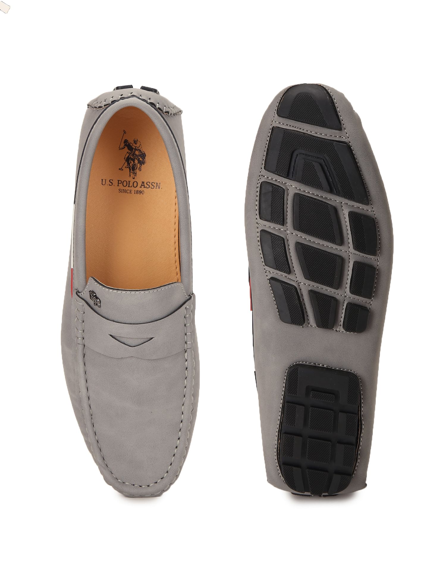 Men Round Toe Textured Curt Shoes Grey - U.S. Polo Assn. India | Large