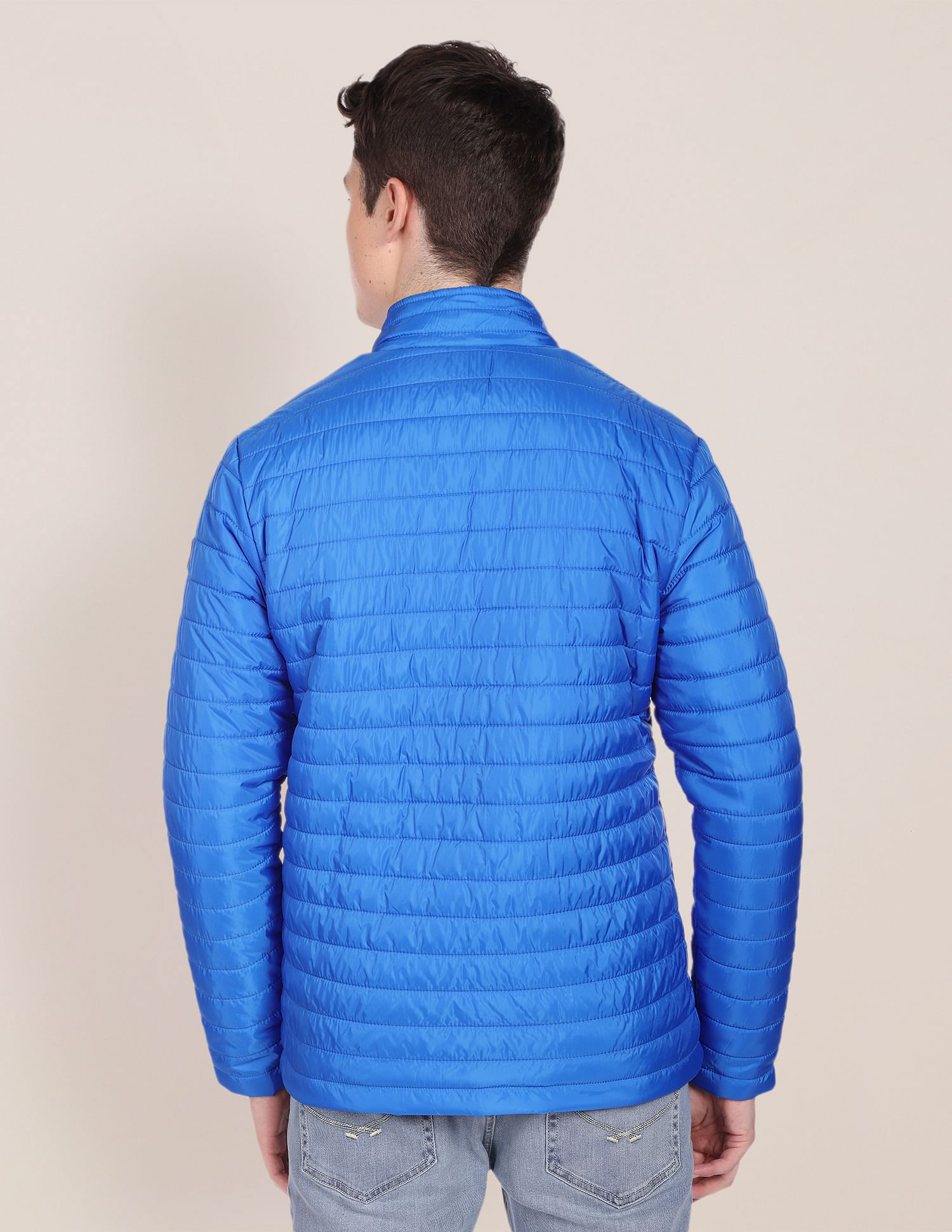 Solid Zip Up Quilted Jacket Blue - U.S. Polo Assn. India | Large