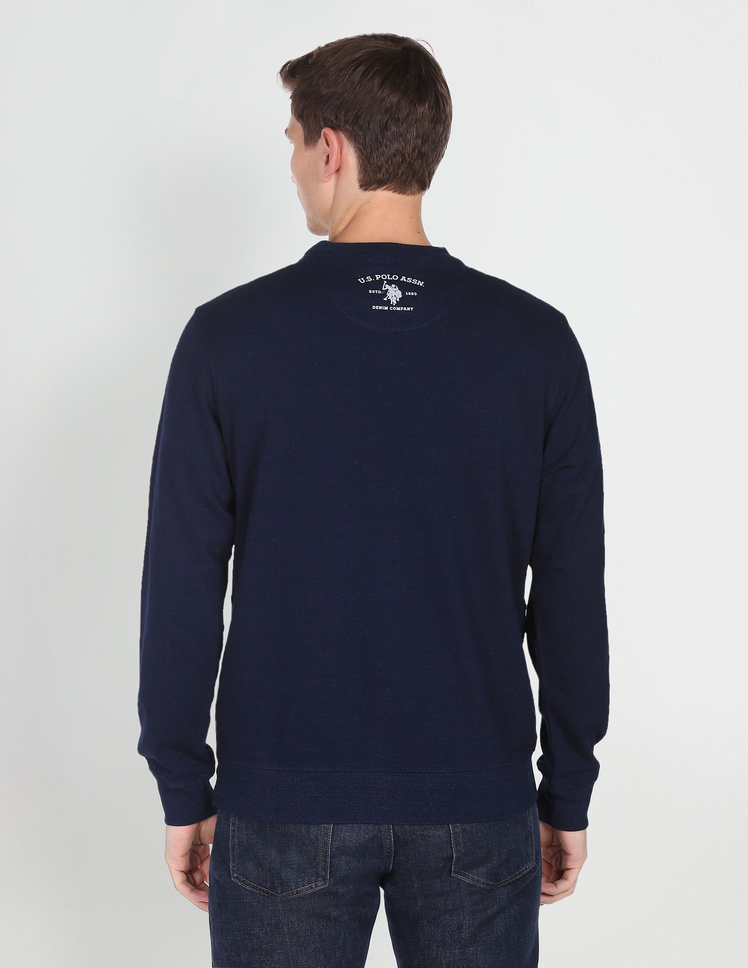 Brand Print Pure Cotton Sweatshirt Navy - U.S. POLO ASSN. | Large