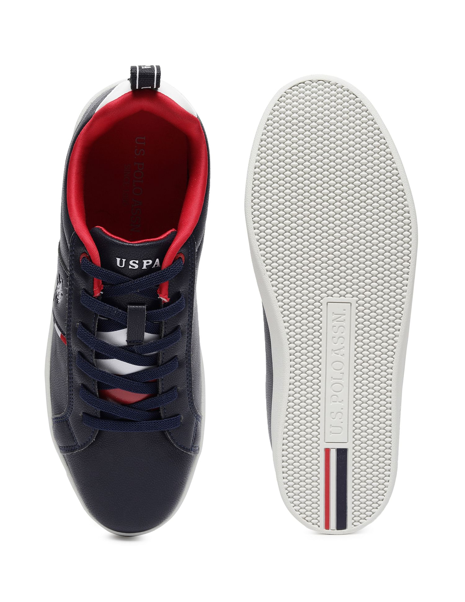 Men Lester Solid Lace Up Sneakers Navy - U.S. Polo Assn. India | Large