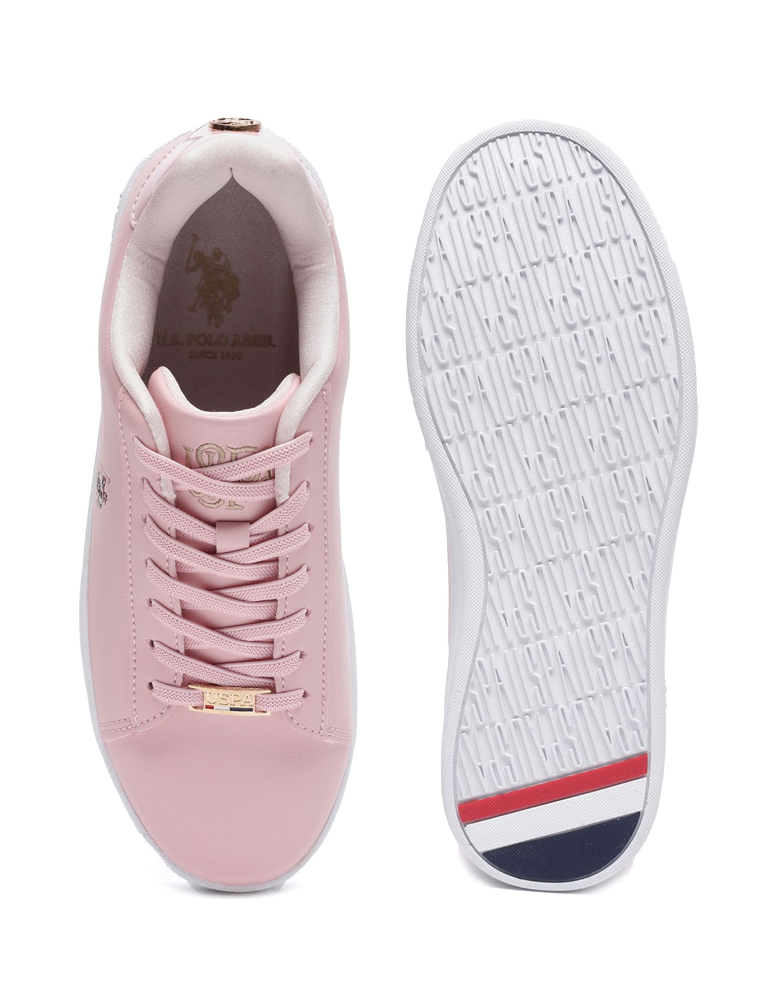 Rylee Panelled Solid Lace Up Sneakers Pink - U.S. POLO ASSN. | Large