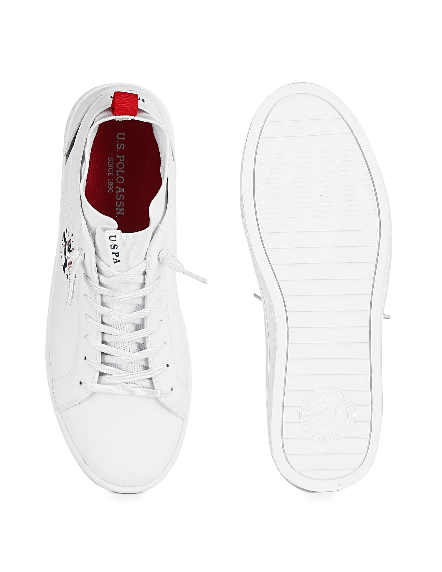 Men Round Toe Logo Hafer Sneakers White - U.S. Polo Assn. India | Large
