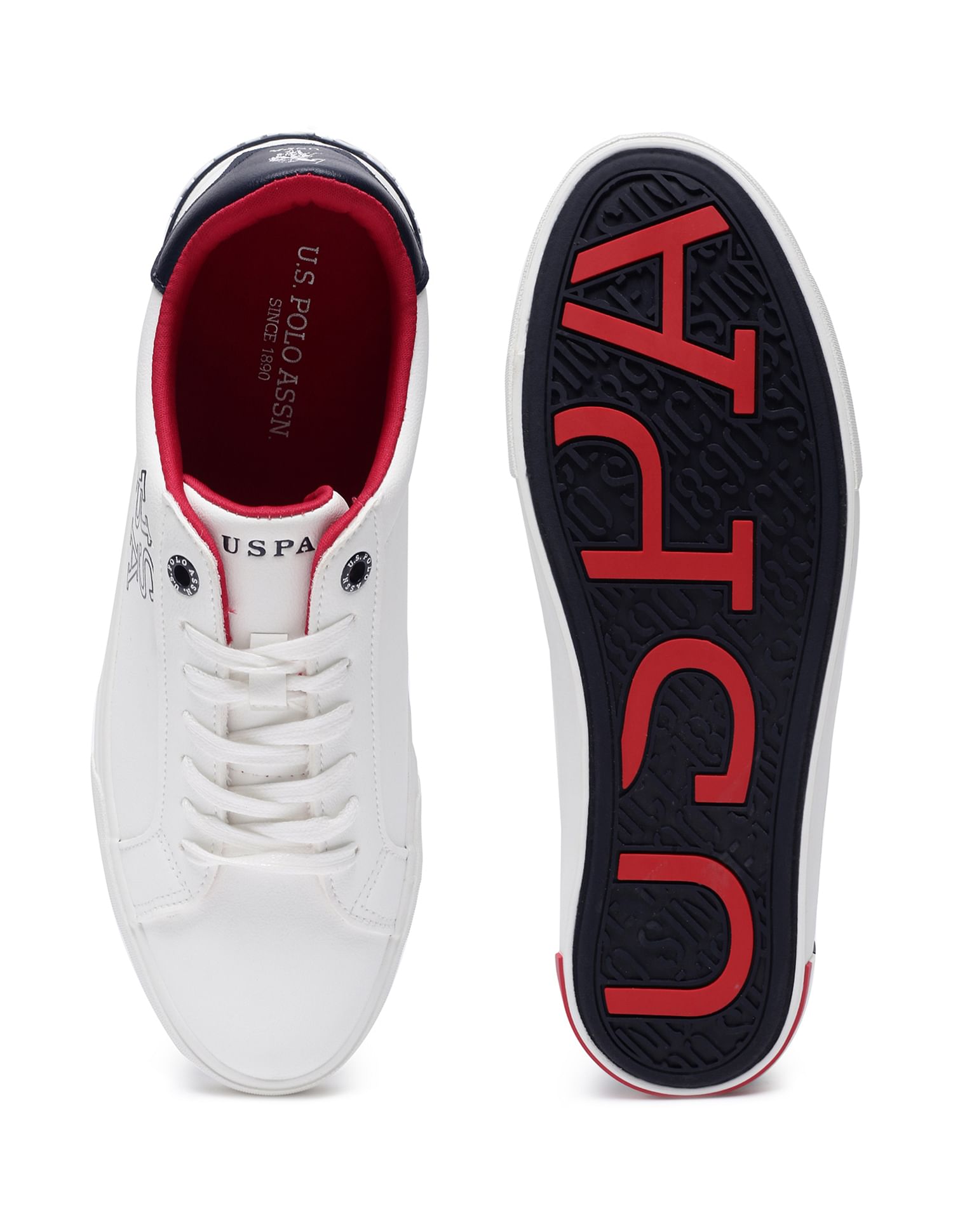Men Panelled Logo Print Ramus Sneakers White - U.S. Polo Assn. India | Large