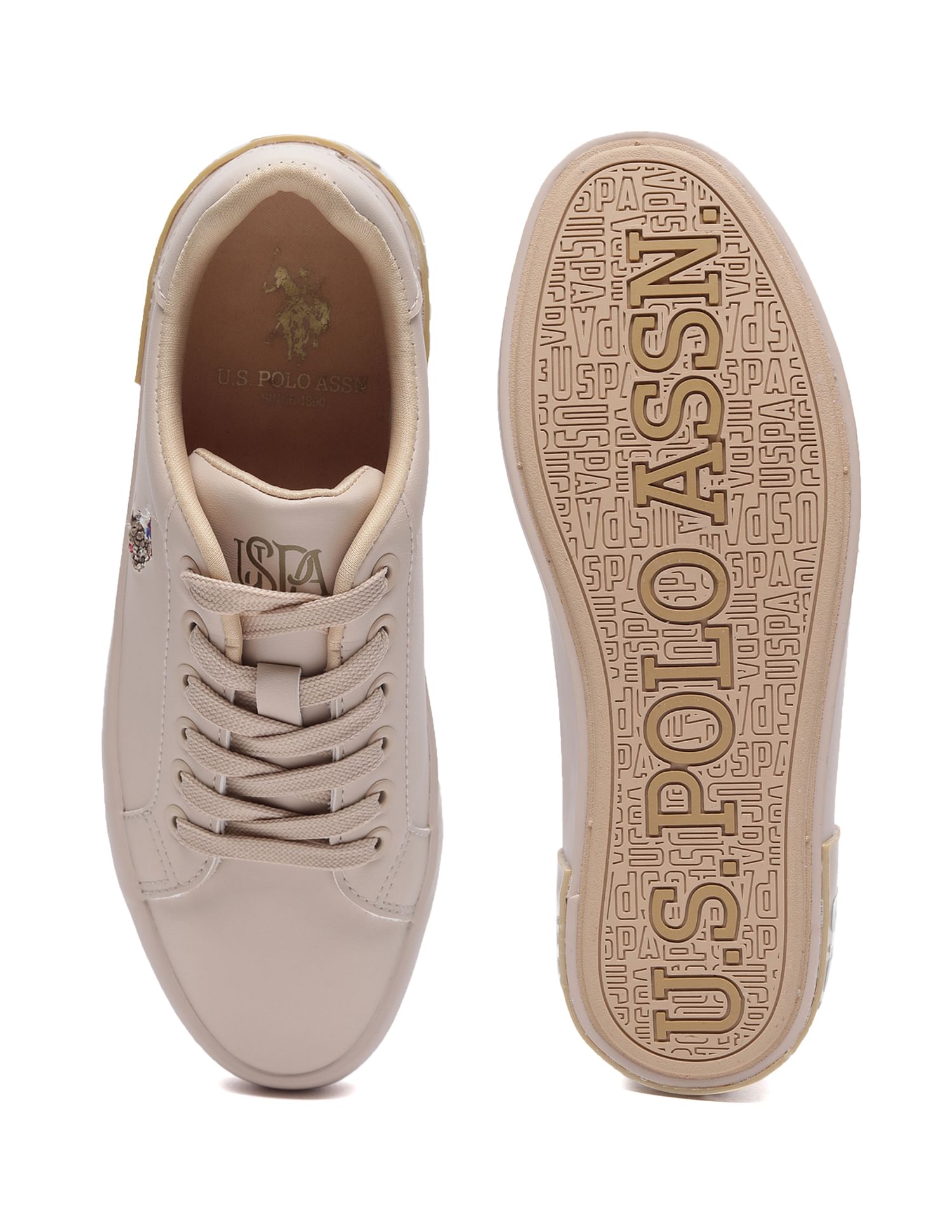 Women Lace Up Aubrey Sneakers Beige - U.S. POLO ASSN. | Large