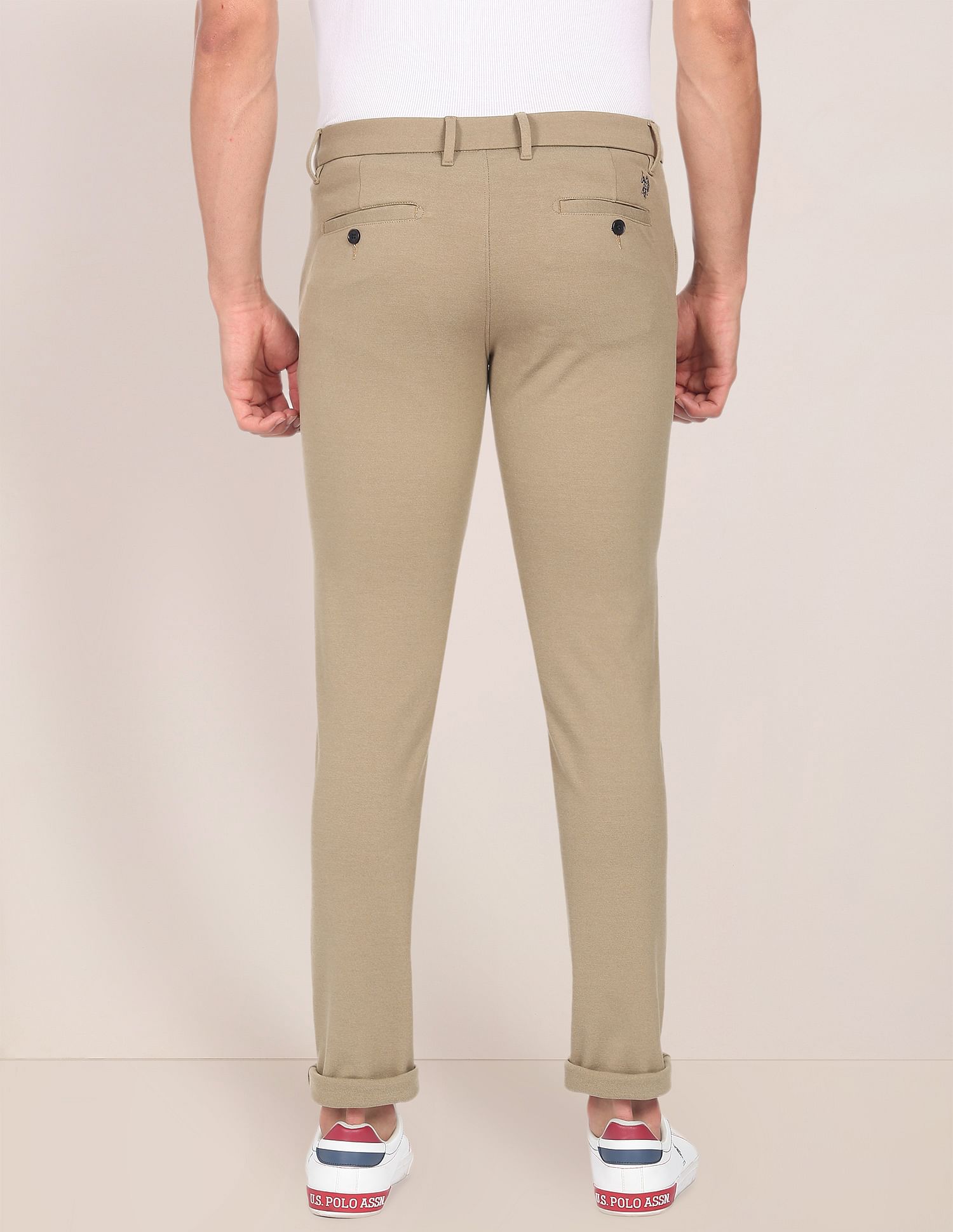Buy US Polo Assn Brown Corduroy Slim Fit Casual Trousers  Trousers for  Men 1371200  Myntra