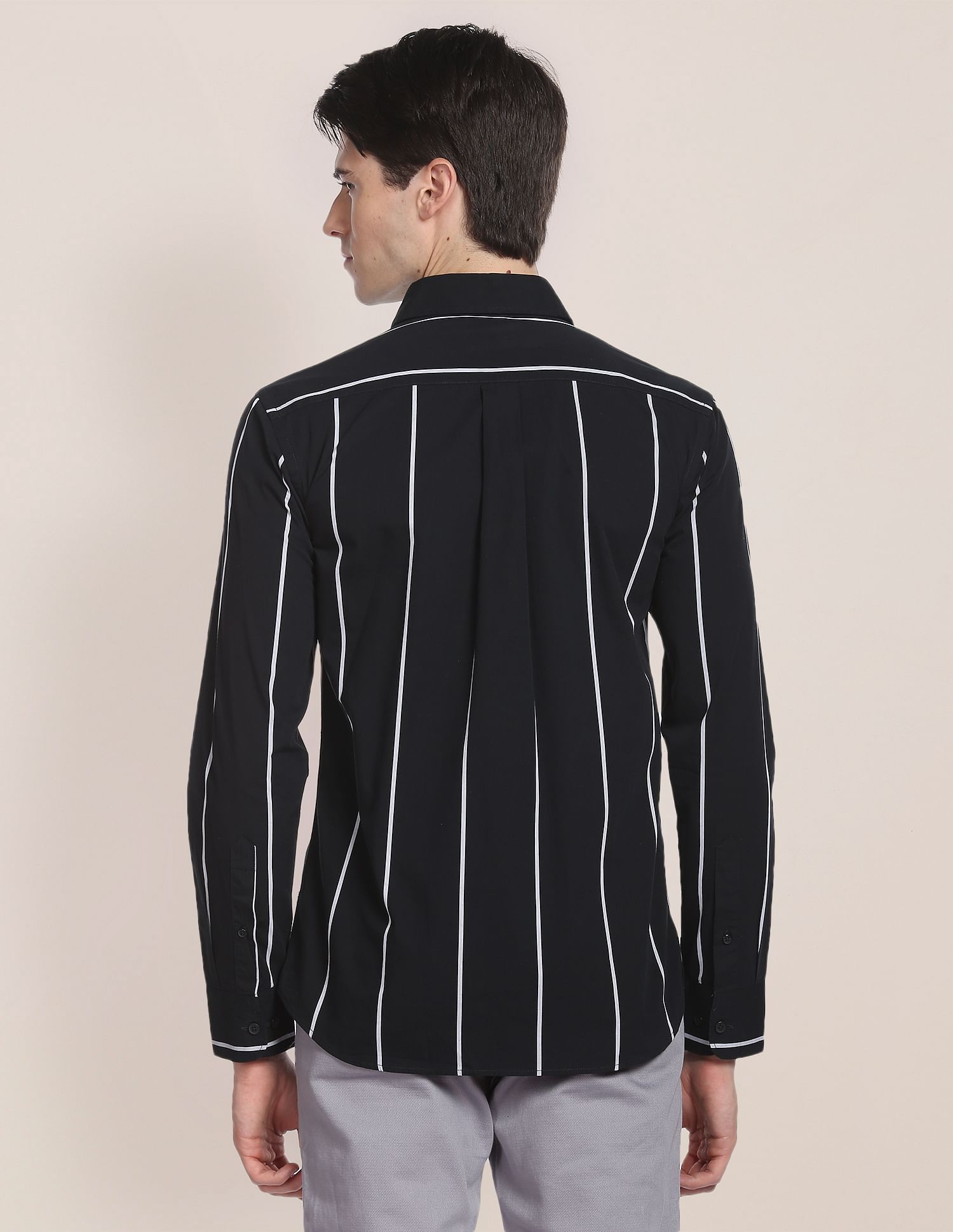 Iconic Peached Stripe Shirt Black - U.S. Polo Assn. India | Large