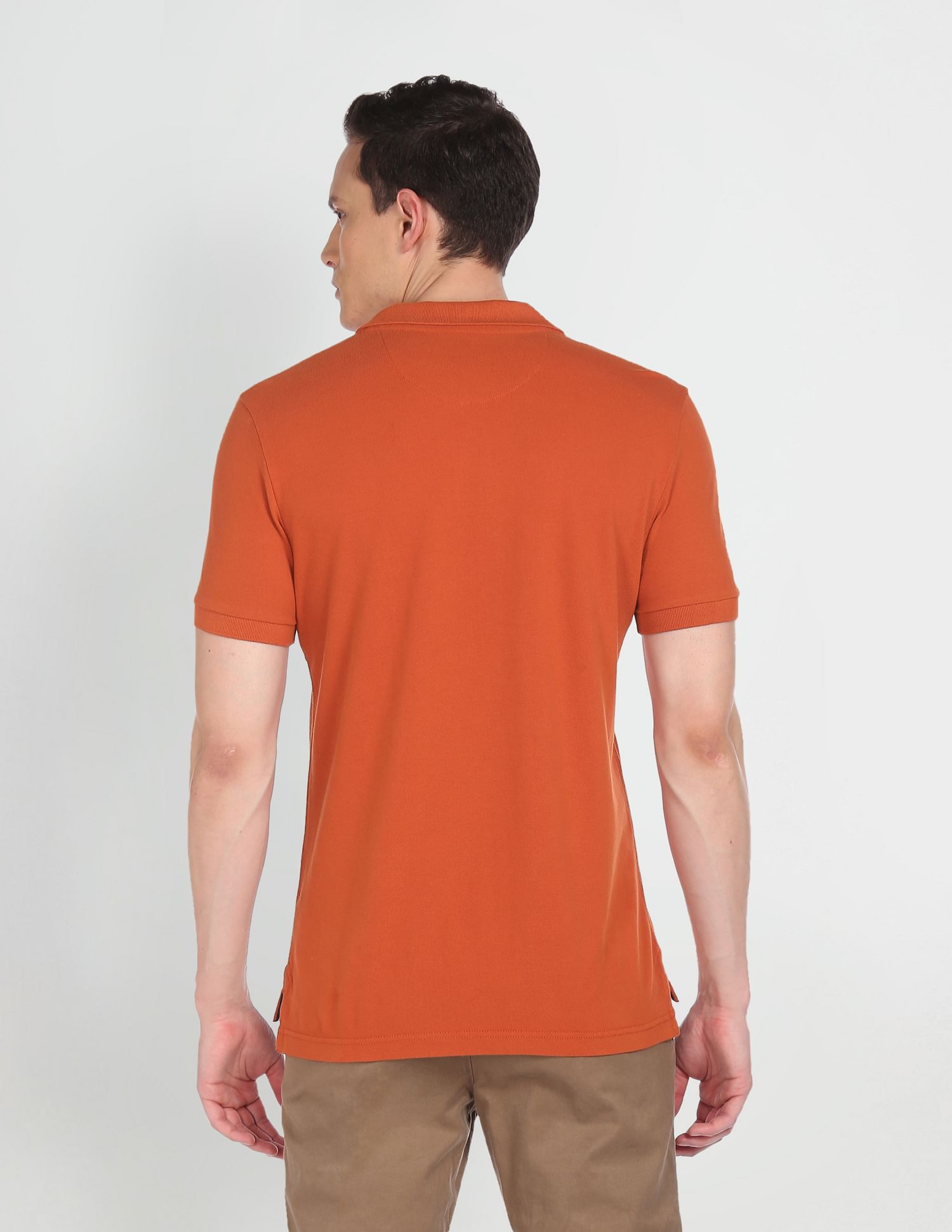 Cotton Solid Polo Shirt Orange - U.S. POLO ASSN. | Large
