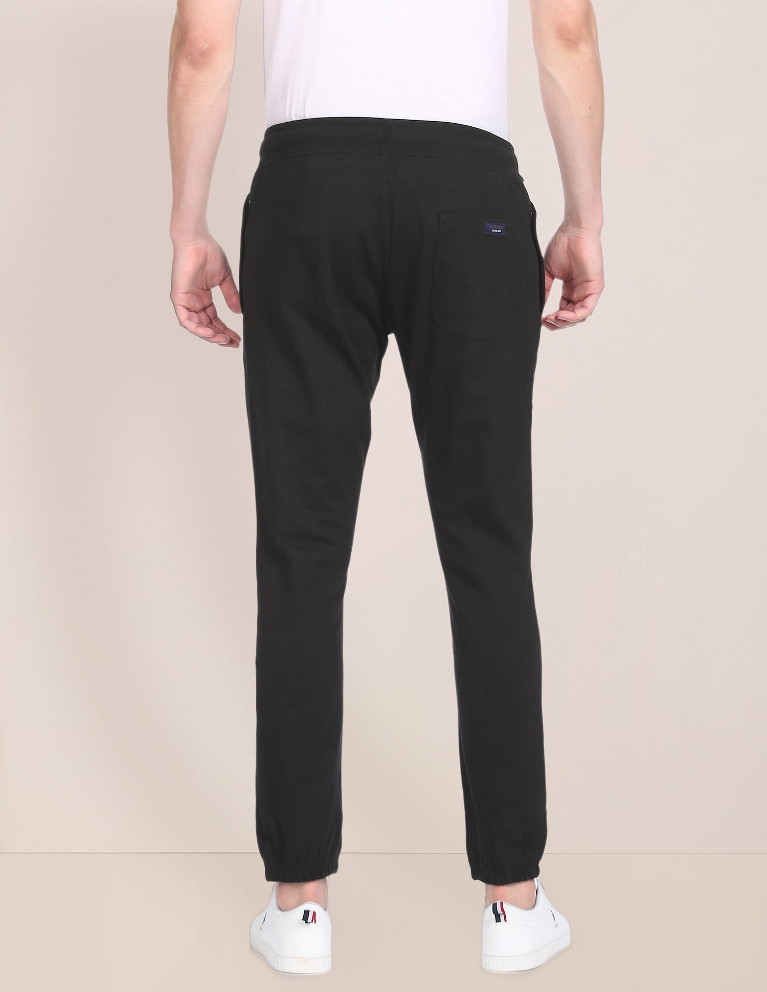 Men Black Mid Rise Solid Track Pants Black - U.S. POLO ASSN. | Large