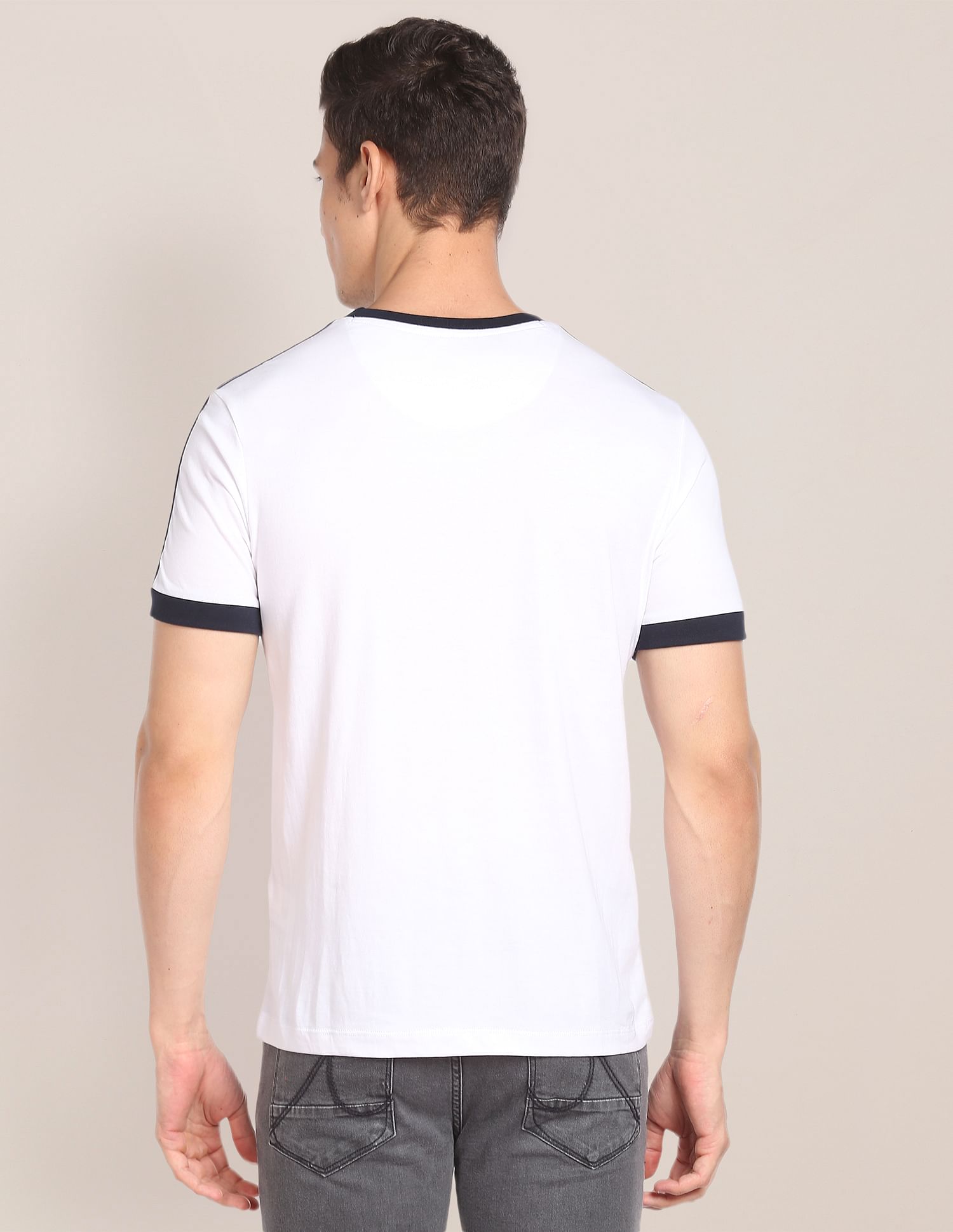 Contrast Tape Cotton T-Shirt White - U.S. POLO ASSN. | Large