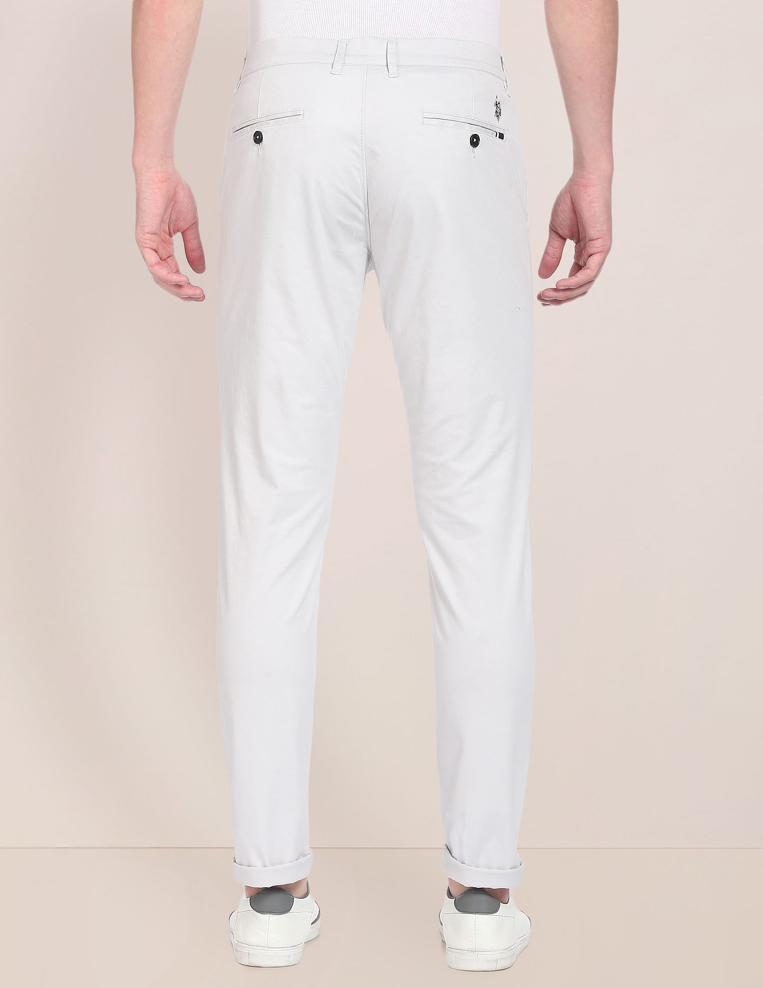 Solid Cotton Stretch Chinos Light Grey - U.S. POLO ASSN. | Large