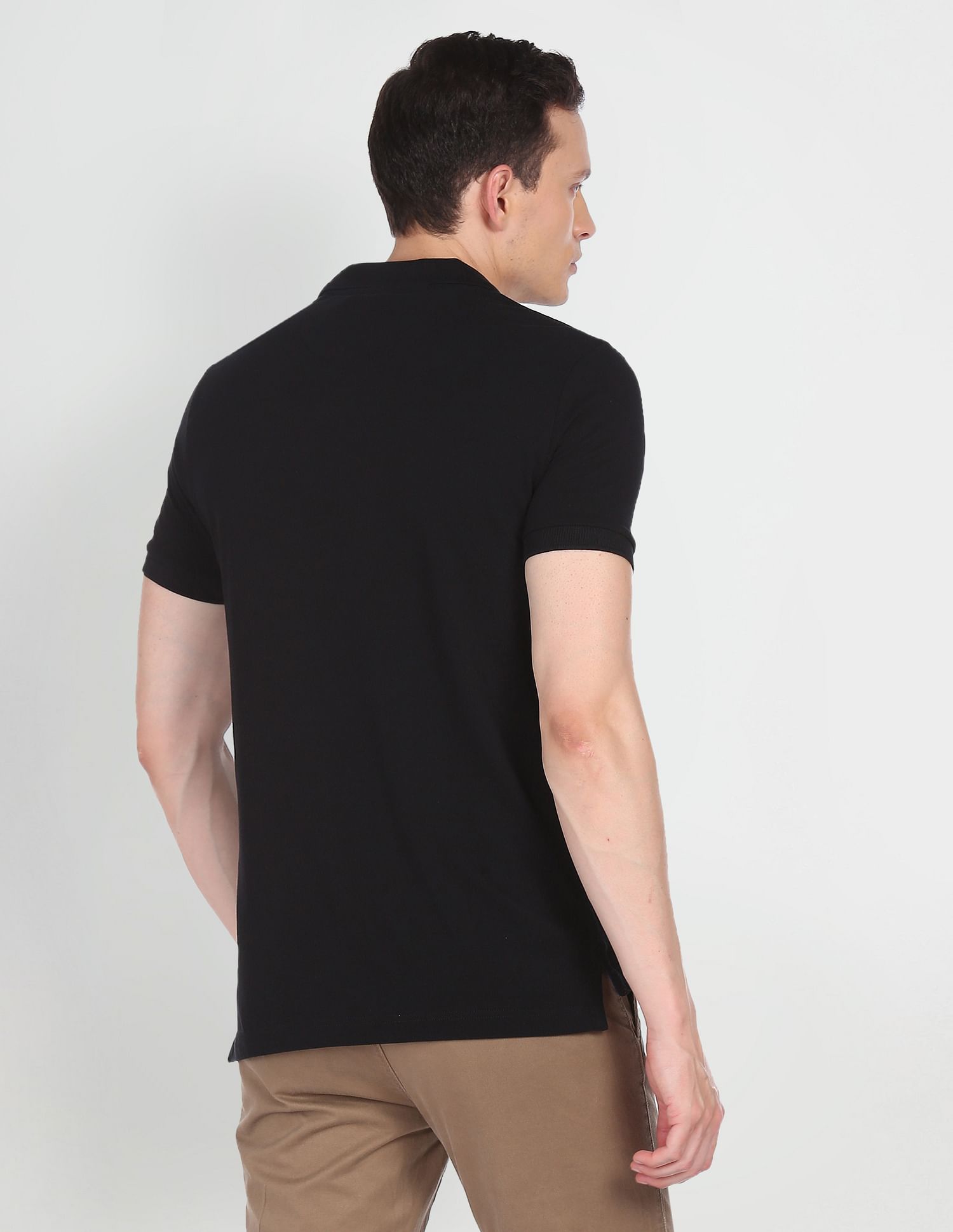 Cotton Solid Polo Shirt Black - U.S. Polo Assn. India | Large