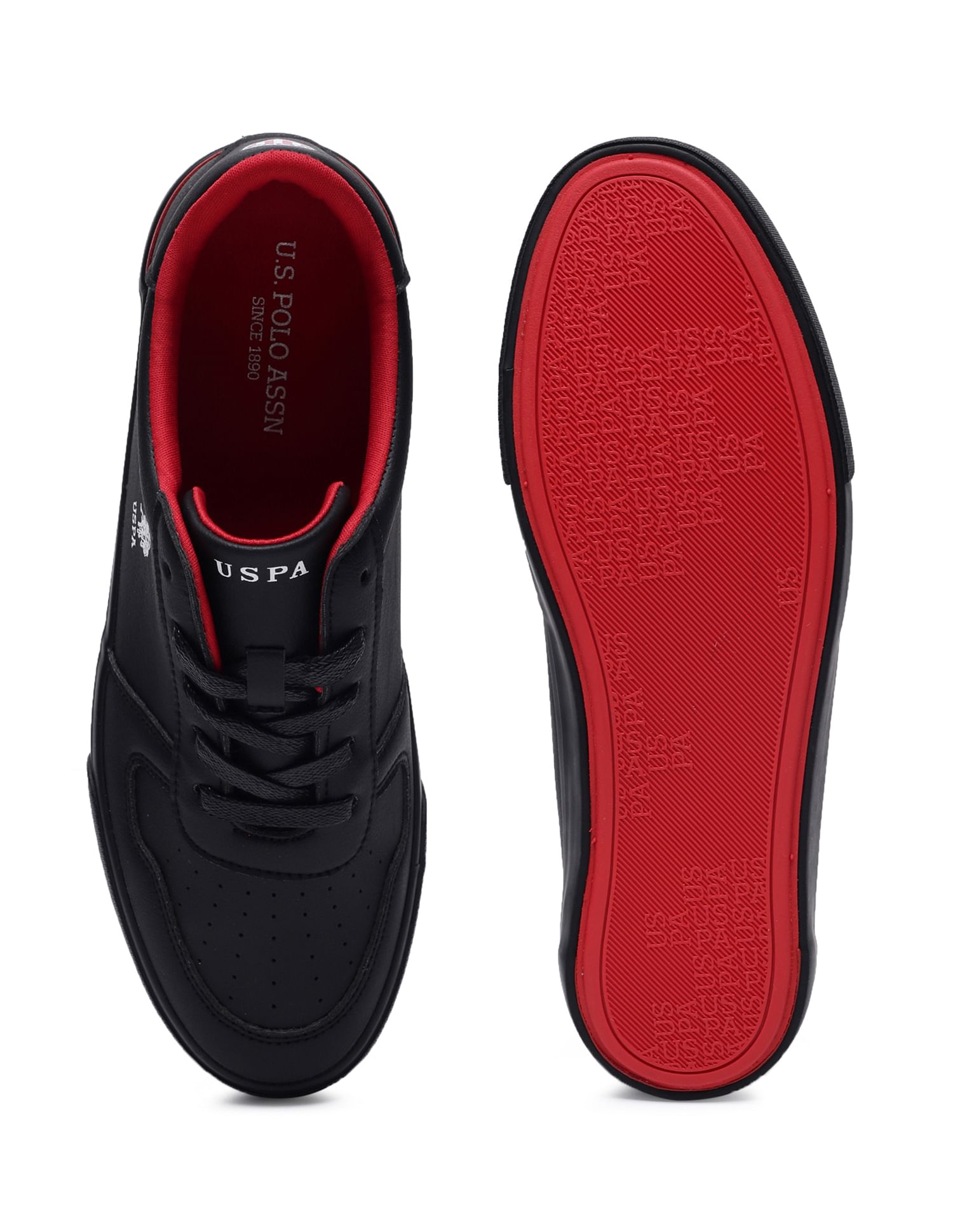 Men Britt Solid Lace Up Sneakers Black - U.S. Polo Assn. India | Large