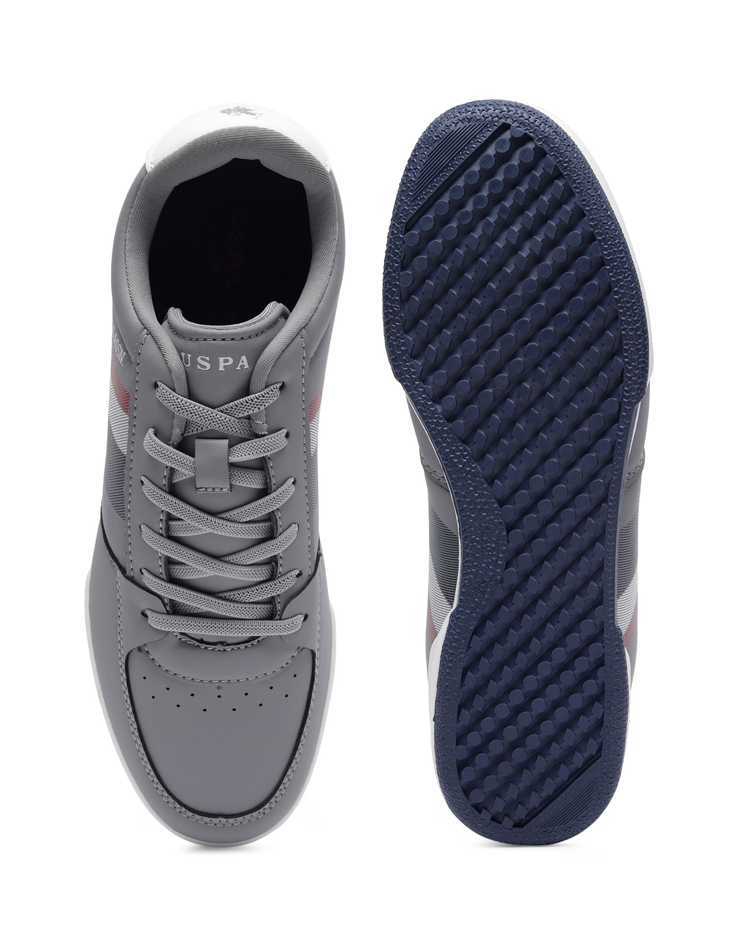 Men Panelled Lace Up Anders Sneakers Grey - U.S. Polo Assn. India | Large