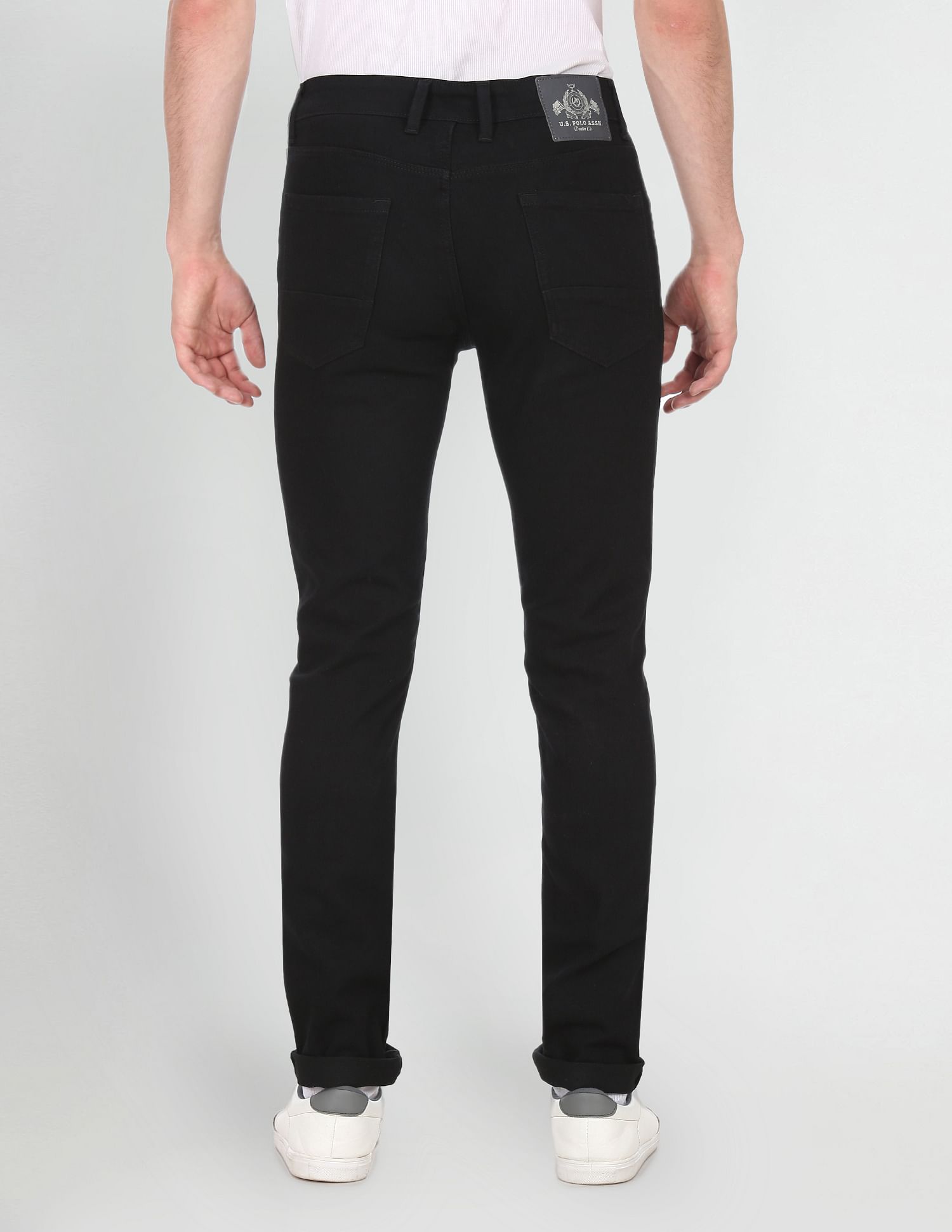 Men Black Mid Rise Brandon Slim Tapered Jeans Black - U.S. Polo Assn. India | Large