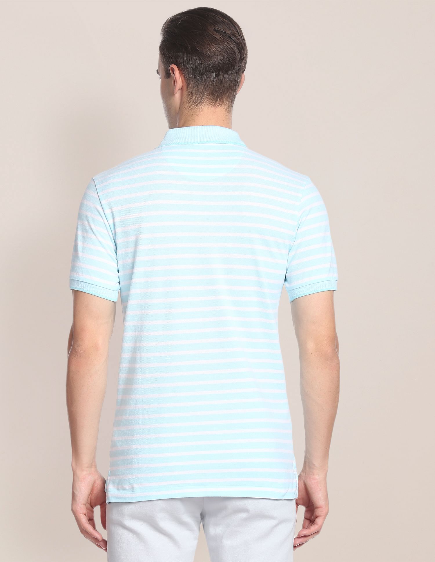 Horizontal Stripe Birdseye Polo Shirt Light Blue - U.S. Polo Assn. India | Large
