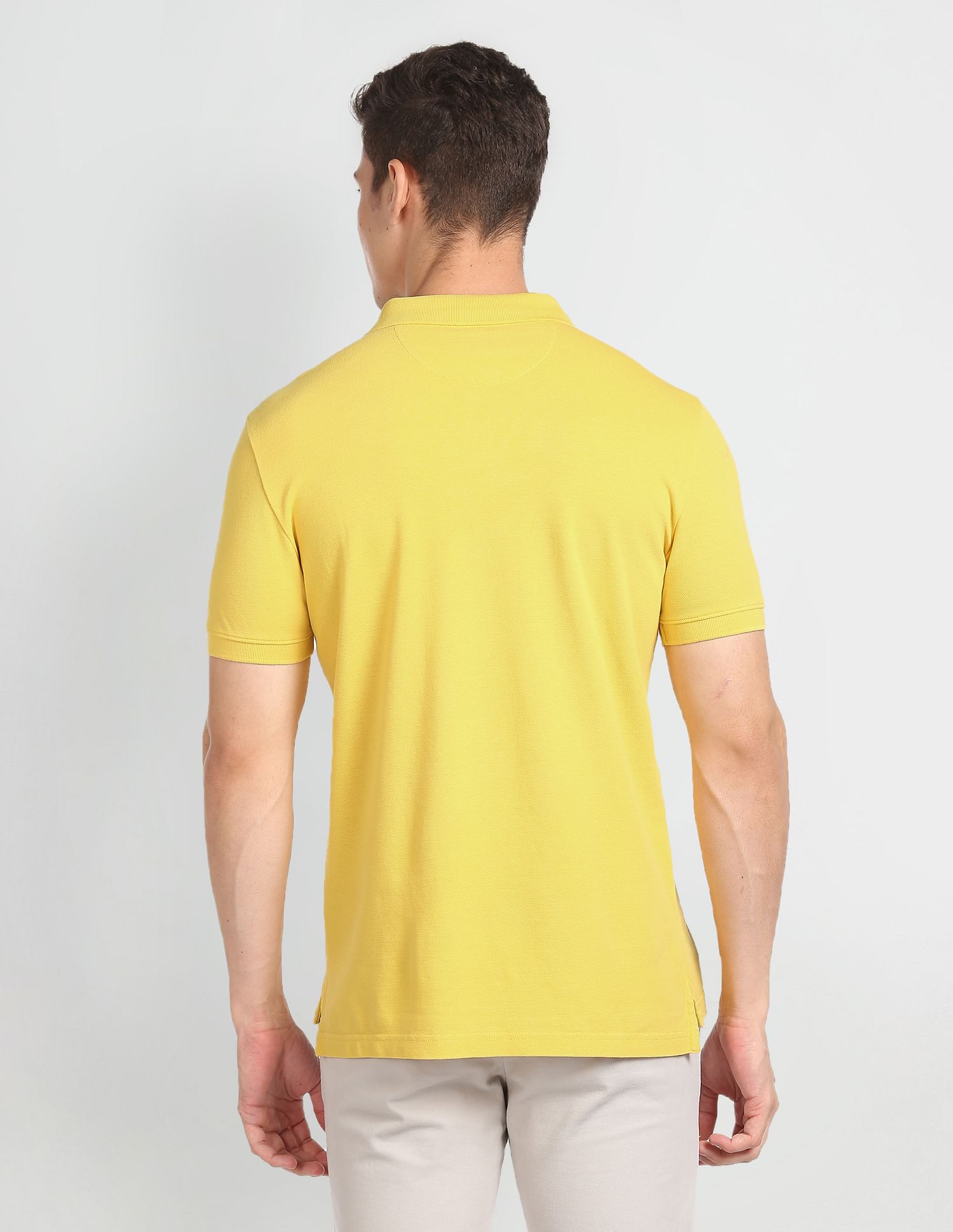 Appliqued Logo Cotton Polo Shirt Mustard - U.S. POLO ASSN. | Large