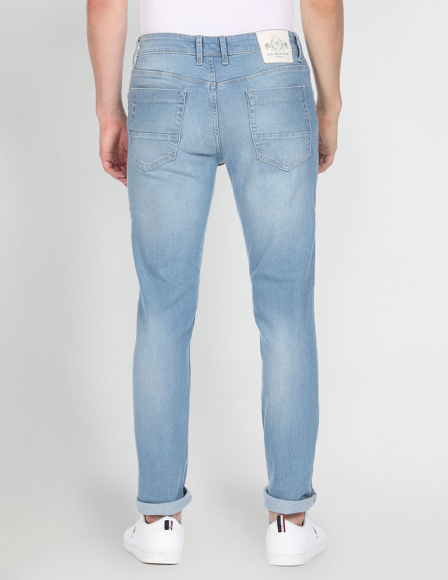 Men Blue Stone Wash Brandon Slim Tapered Fit Jeans Light Blue - U.S. POLO ASSN. | Large