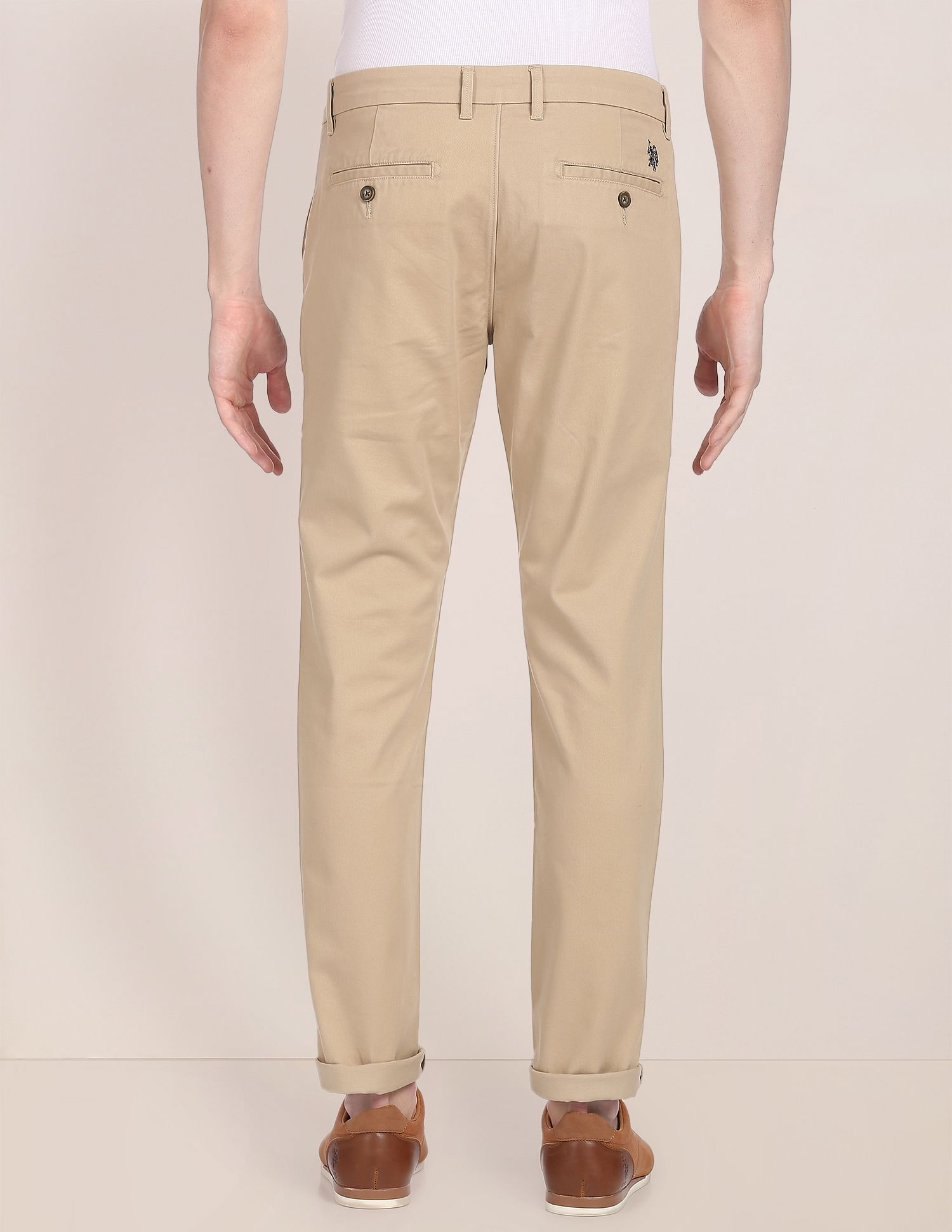 Mid Rise Twill Casual Trousers Khaki - U.S. POLO ASSN. | Large
