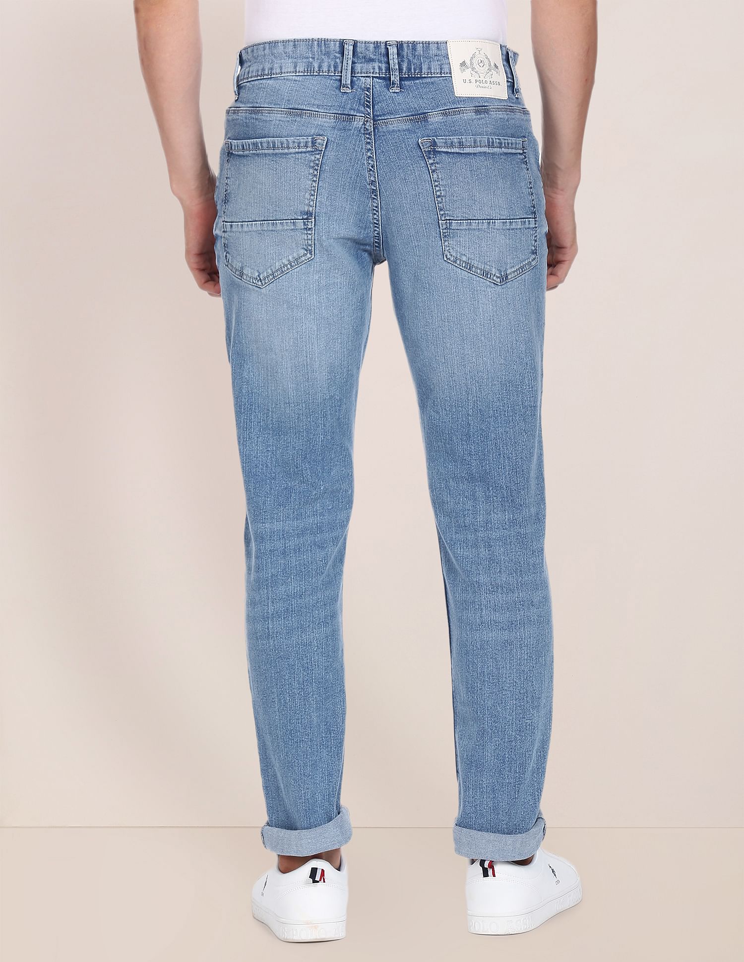 Men Blue Brandon Slim Tapered Fit Stone Wash Jeans Blue - U.S. POLO ASSN. | Large