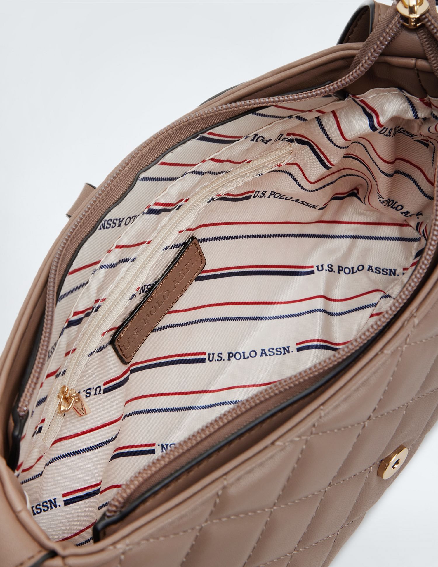 Quilted Monogram Baguette Bag Taupe - U.S. POLO ASSN. | Large