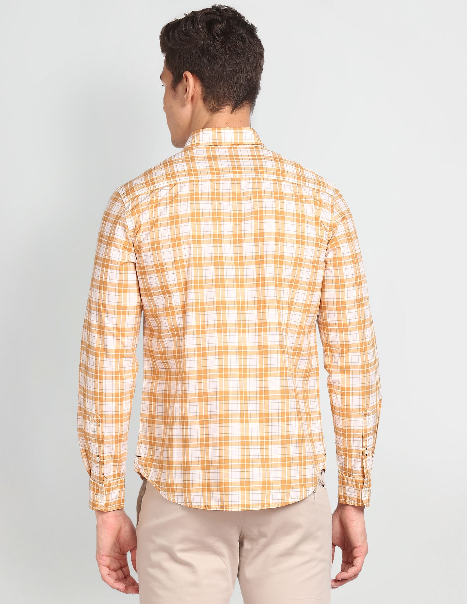 Tartan Check Cotton Shirt Yellow - U.S. POLO ASSN. | Large