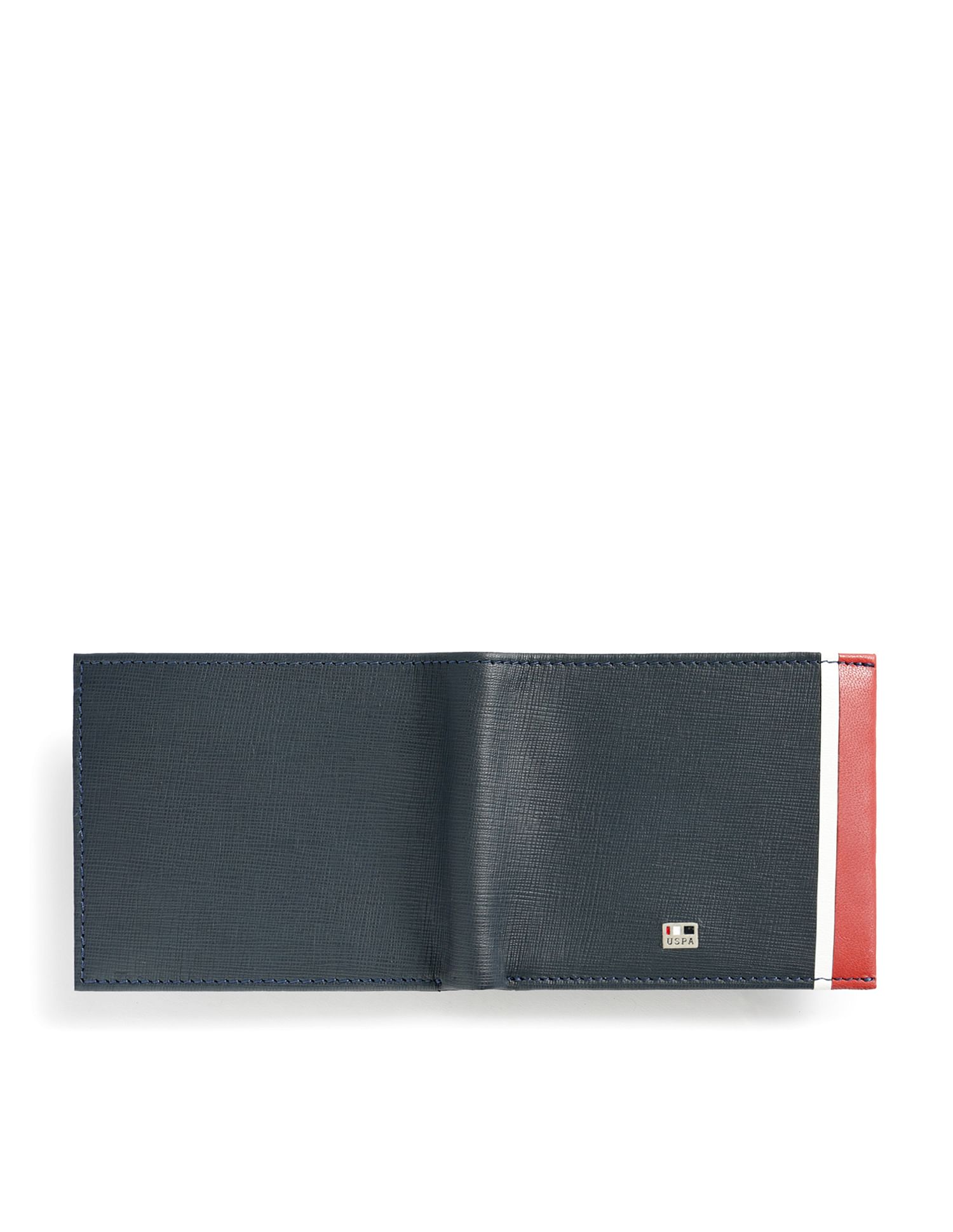 Bi-Fold Textured Leather Wallet Navy - U.S. POLO ASSN. | Large