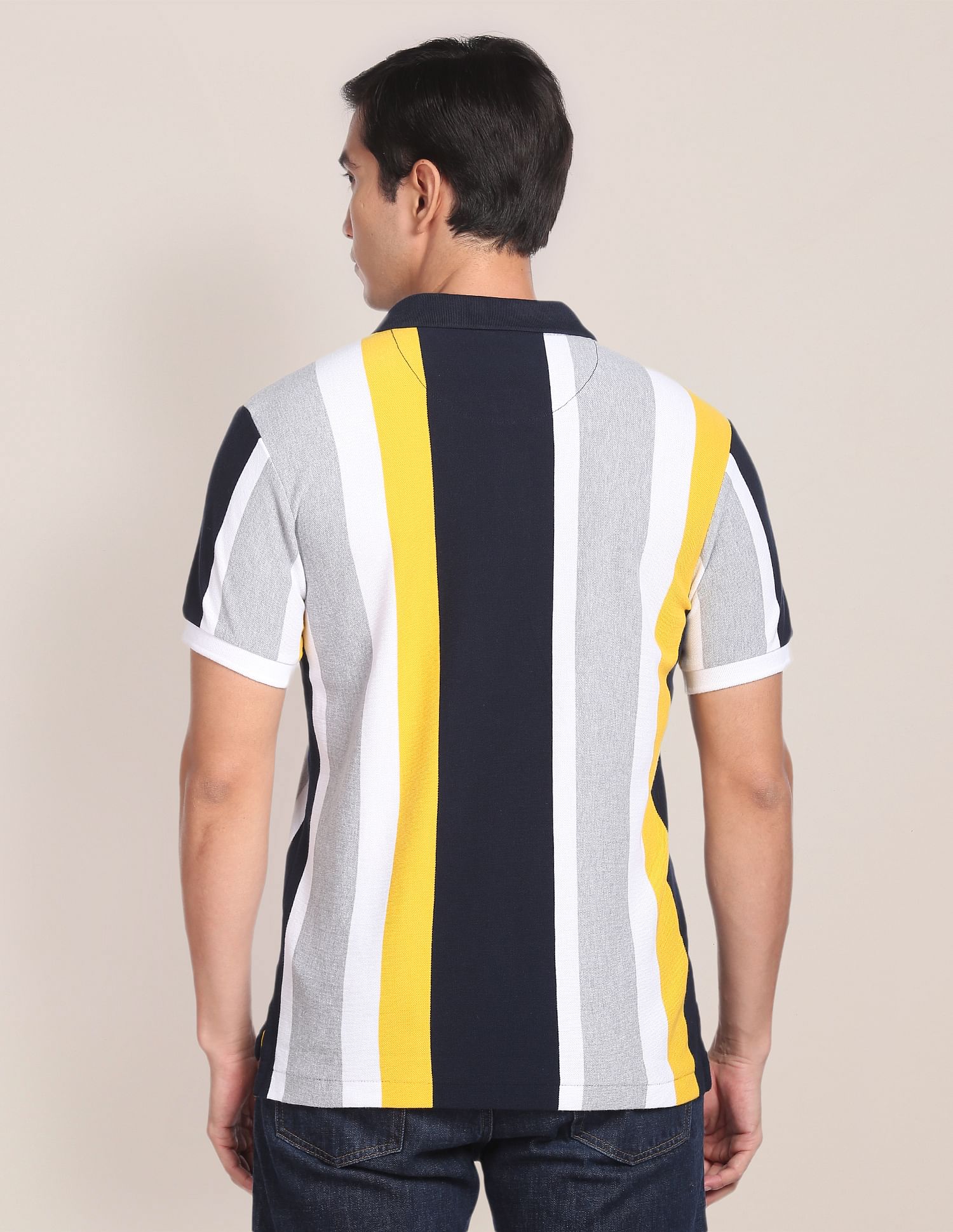 Vertical Stripe Slim Fit Polo Shirt Yellow - U.S. POLO ASSN. | Large
