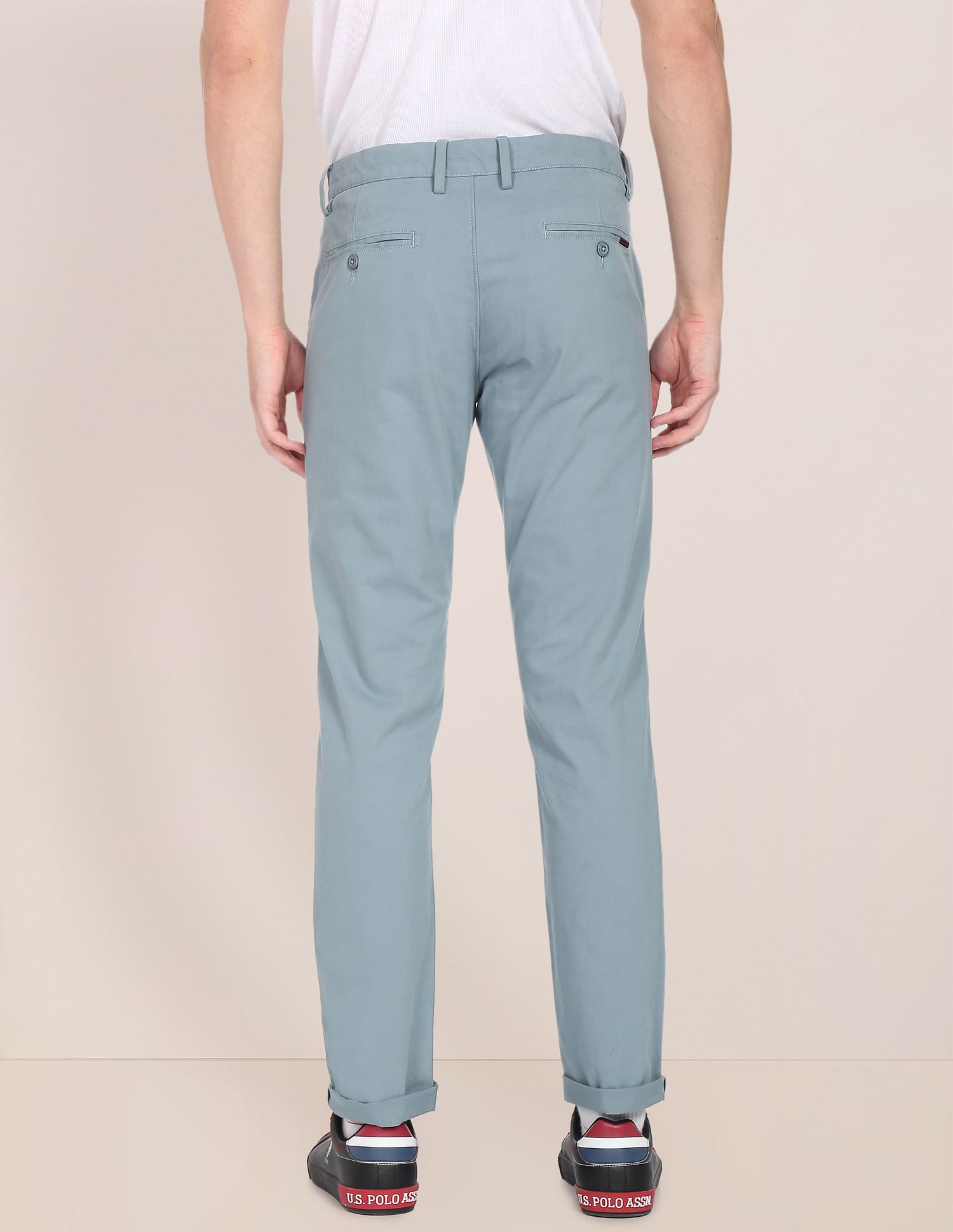 Mid Rise Austin Trim Fit Casual Trousers Steel Blue - U.S. Polo Assn. India | Large