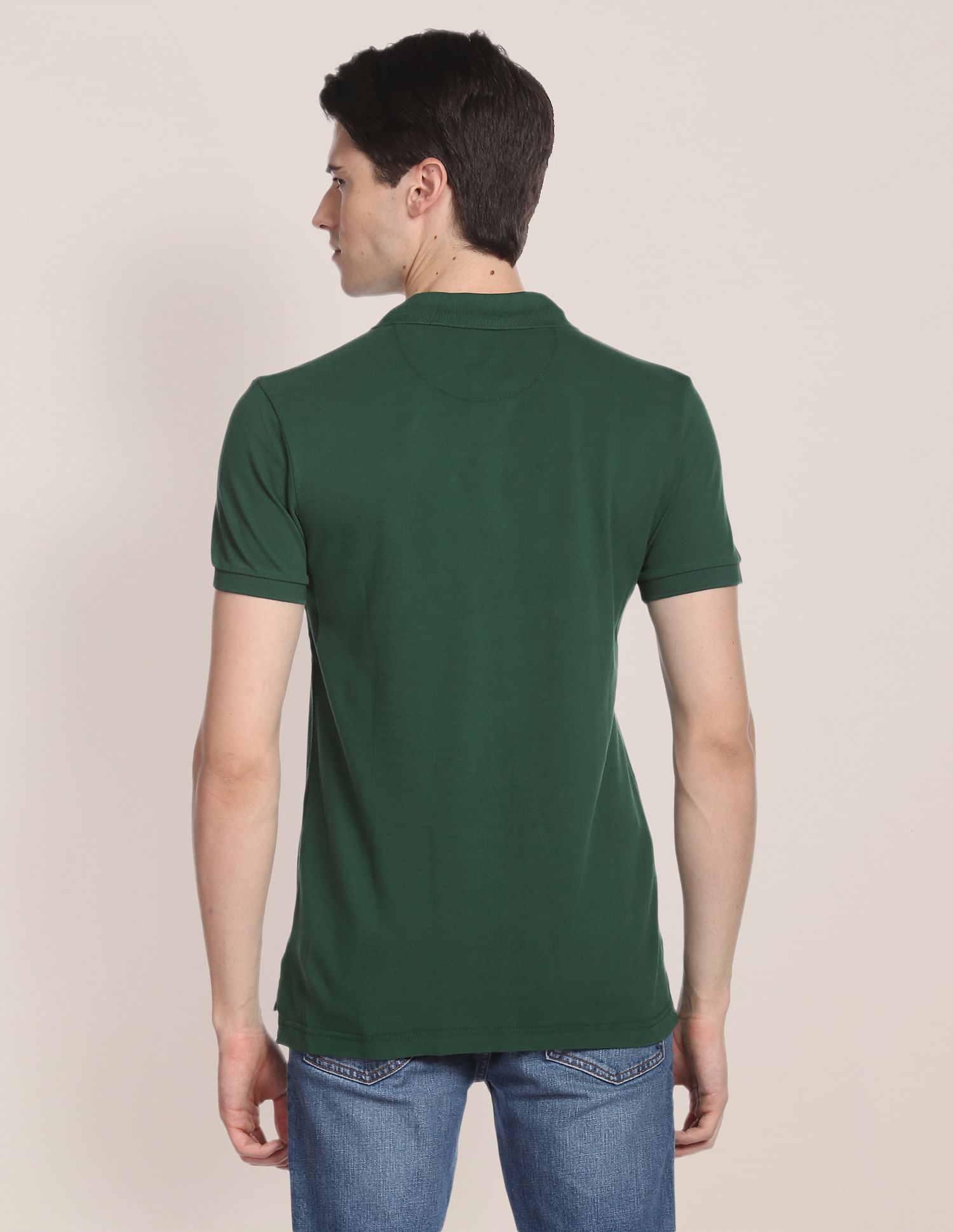 Cotton Solid Polo Shirt Dark Green - U.S. POLO ASSN. | Large
