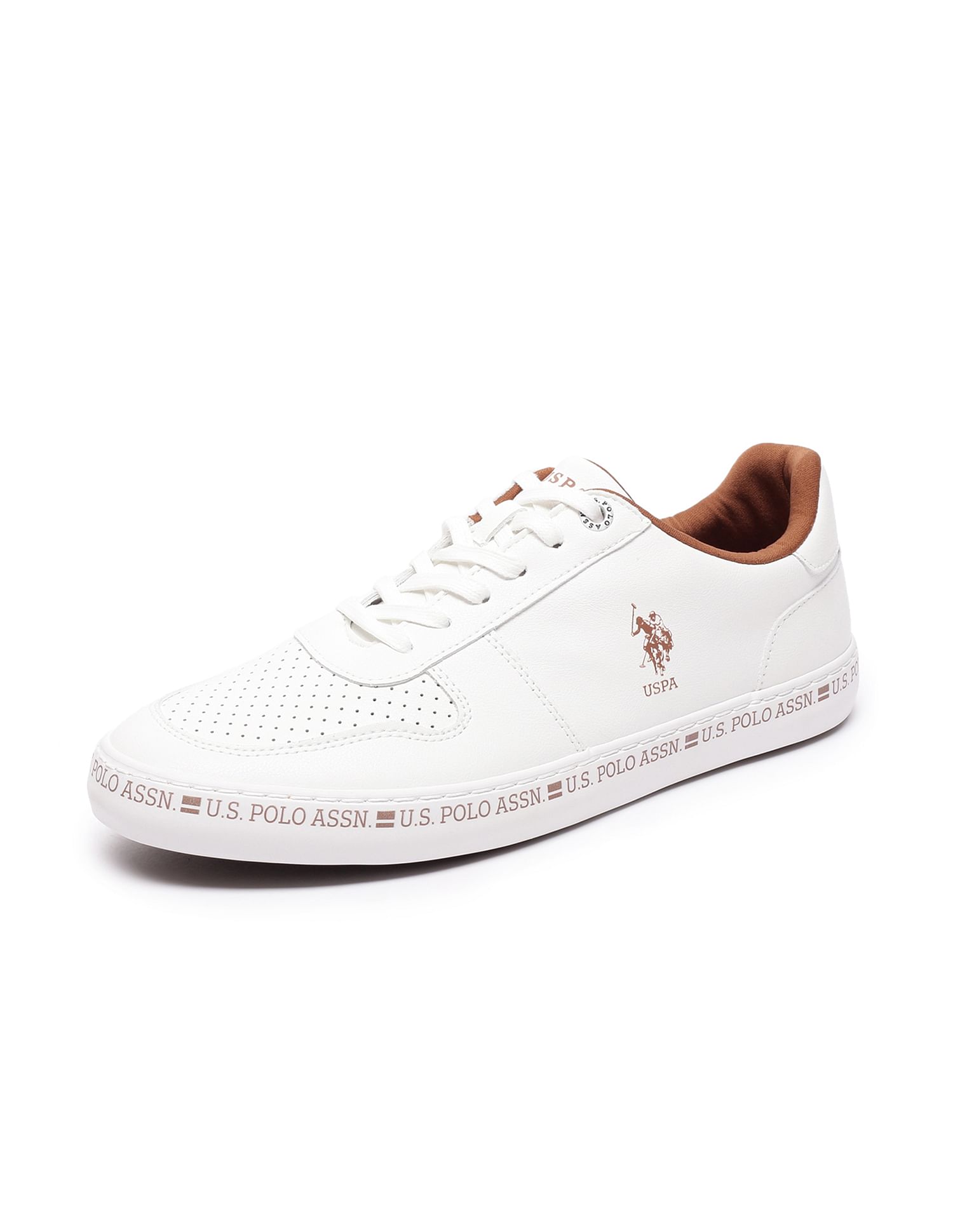 Men Central Lacing Solid Conrad Sneakers Off White - U.S. POLO ASSN. | Large