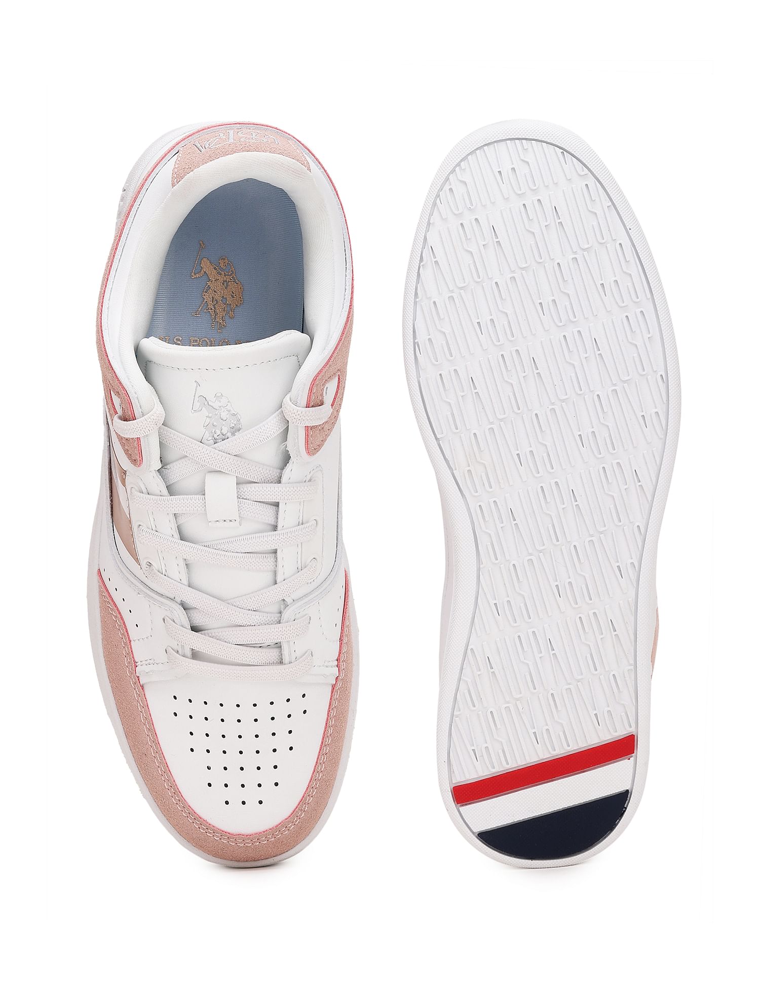 Colour Block Adalyn Sneakers White and Light Pink - U.S. Polo Assn. India | Large