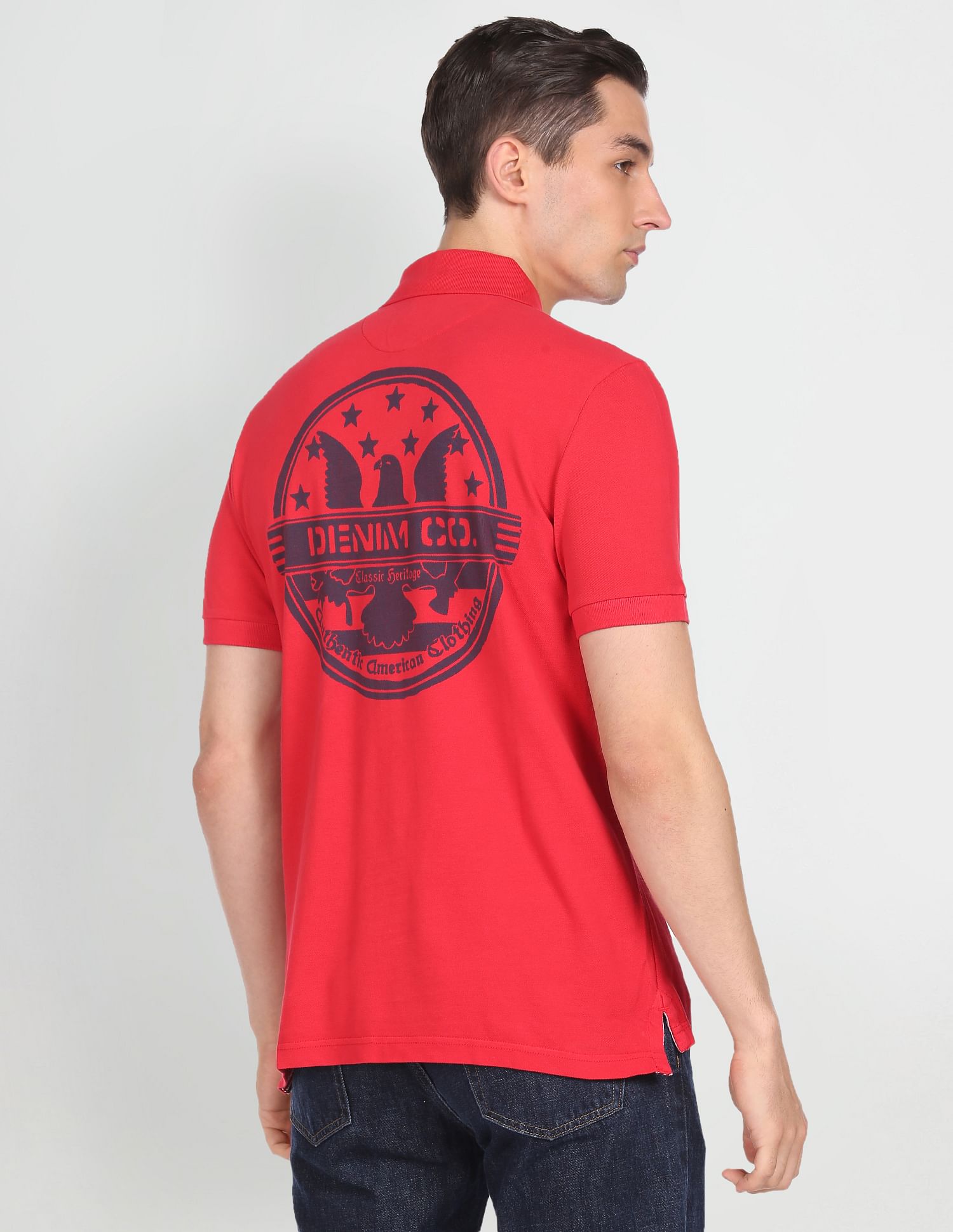 Cotton Brand Print Polo Shirt Red - U.S. Polo Assn. India | Large