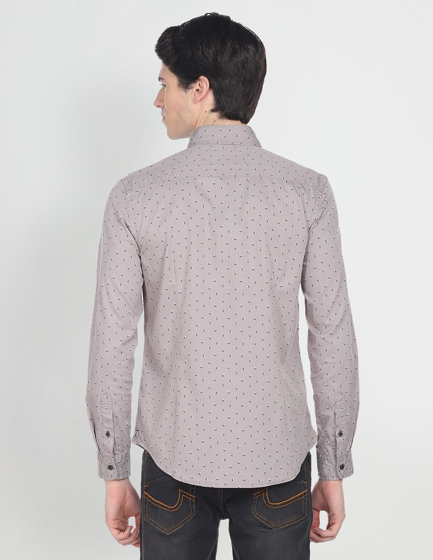 Floral Print Cotton Shirt Grey - U.S. Polo Assn. India | Large