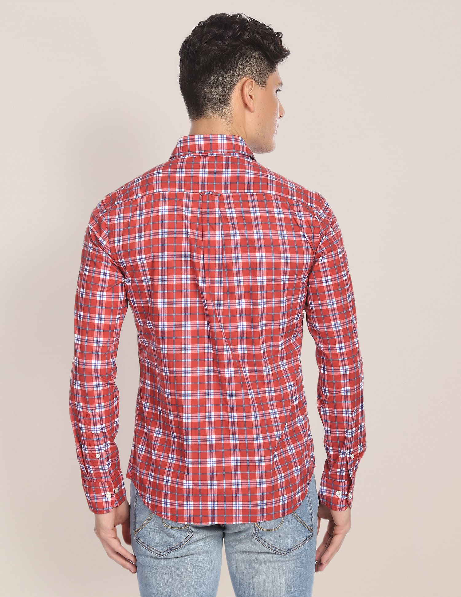 Tartan Smooth Cotton Shirt Red - U.S. Polo Assn. India | Large