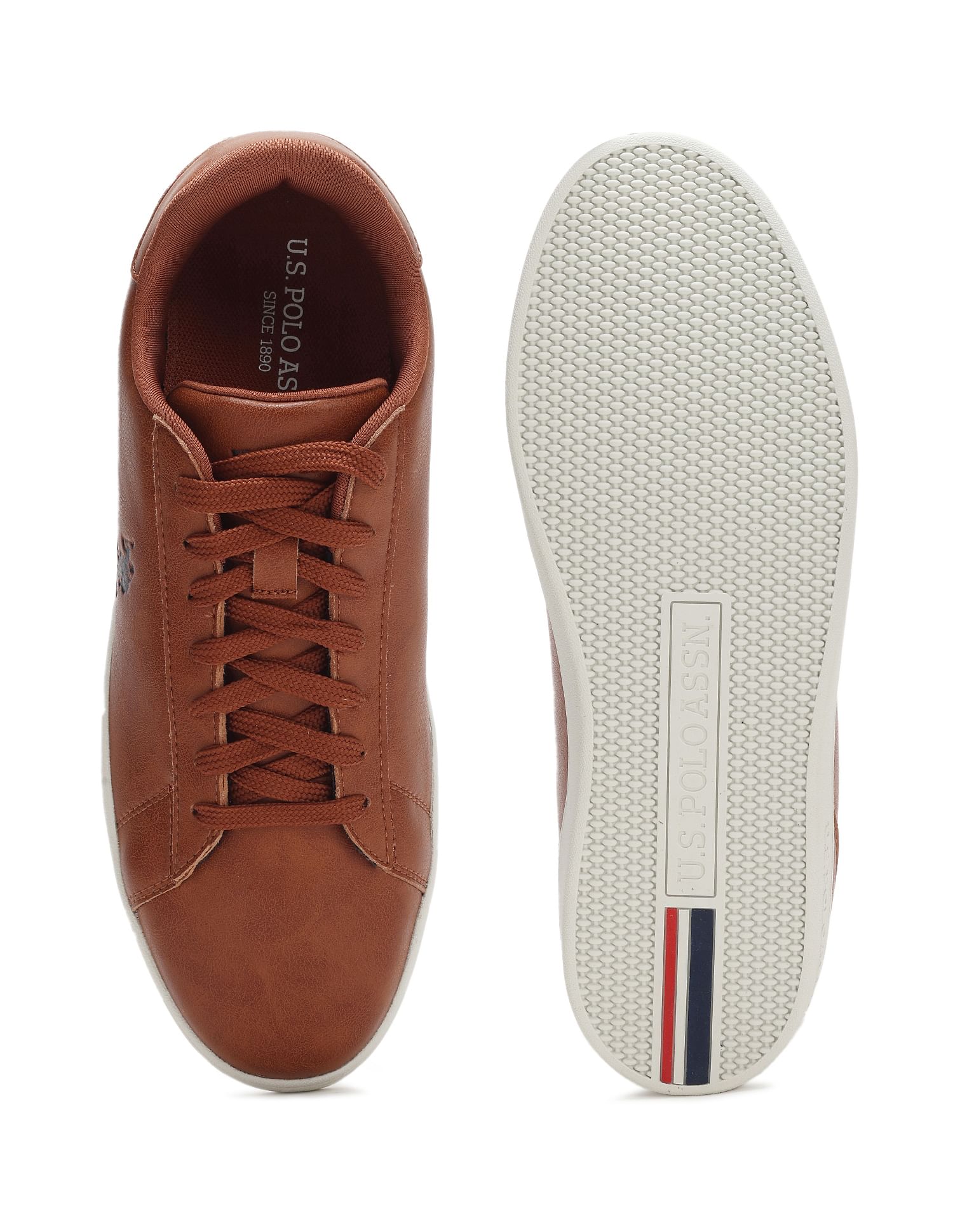Men Panelled Solid Rheece Sneakers Tan - U.S. Polo Assn. India | Large