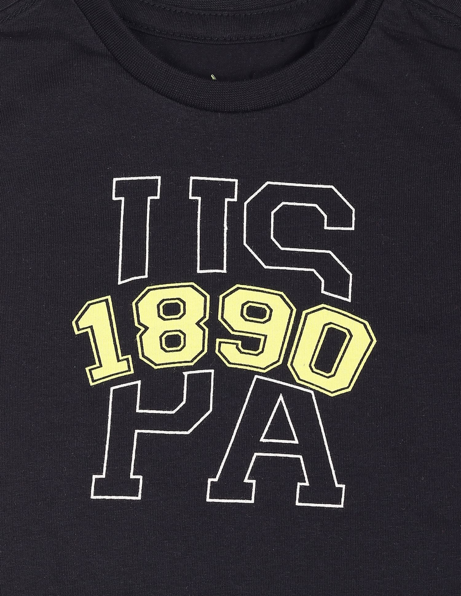 Boys Black Brand Print Cotton Set Black and Green - U.S. POLO ASSN. | Large