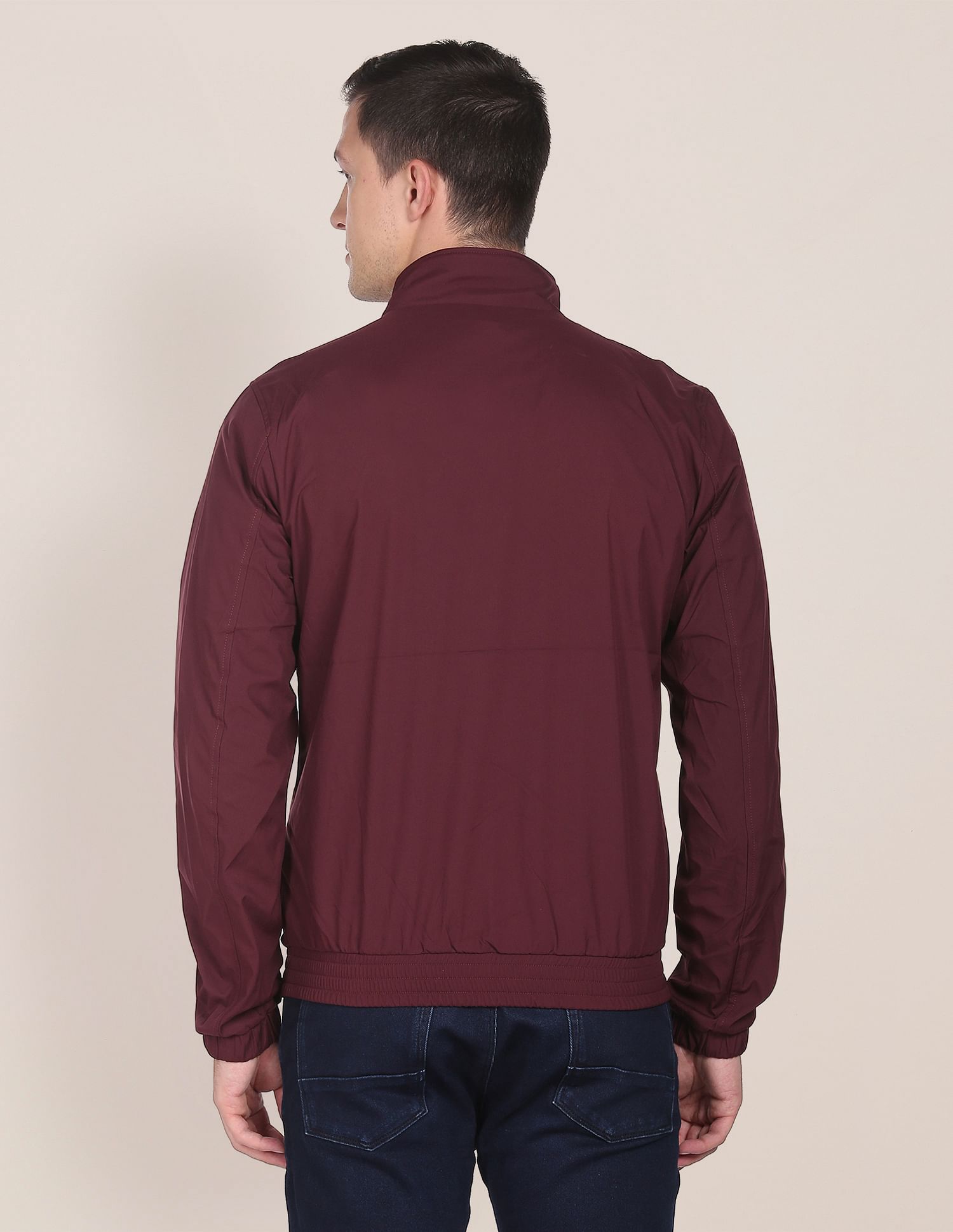 High Neck Solid Polyester Jacket Wine - U.S. POLO ASSN. | Large